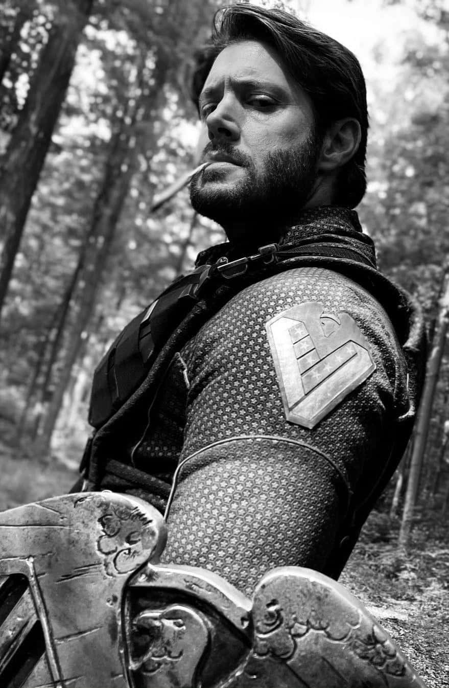 Soldier Boy, black and white, bearded man, HD Phone Wallpaper