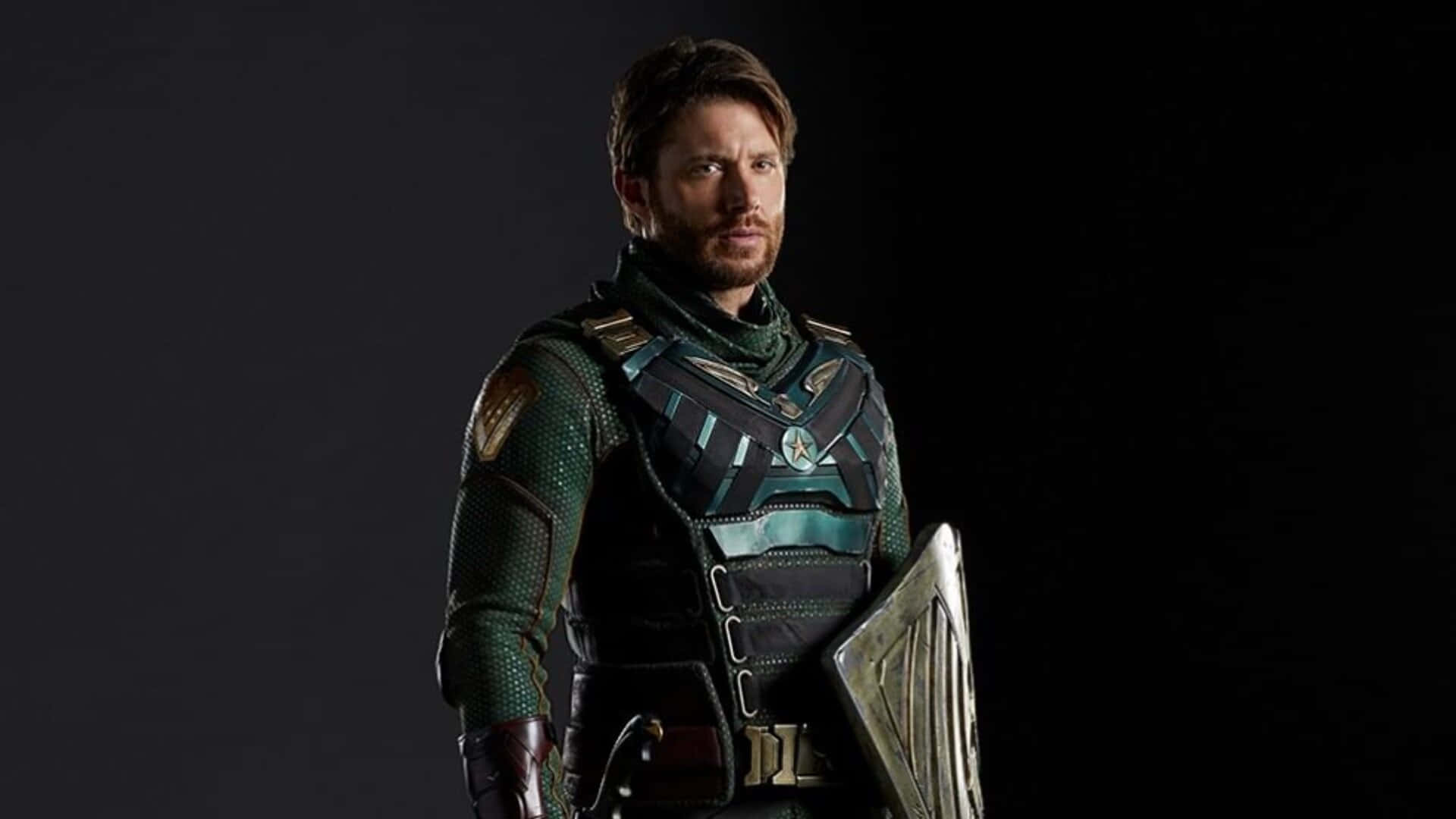 Soldier Boy, green and black armored suit, metallic shield, Full HD Desktop Wallpaper