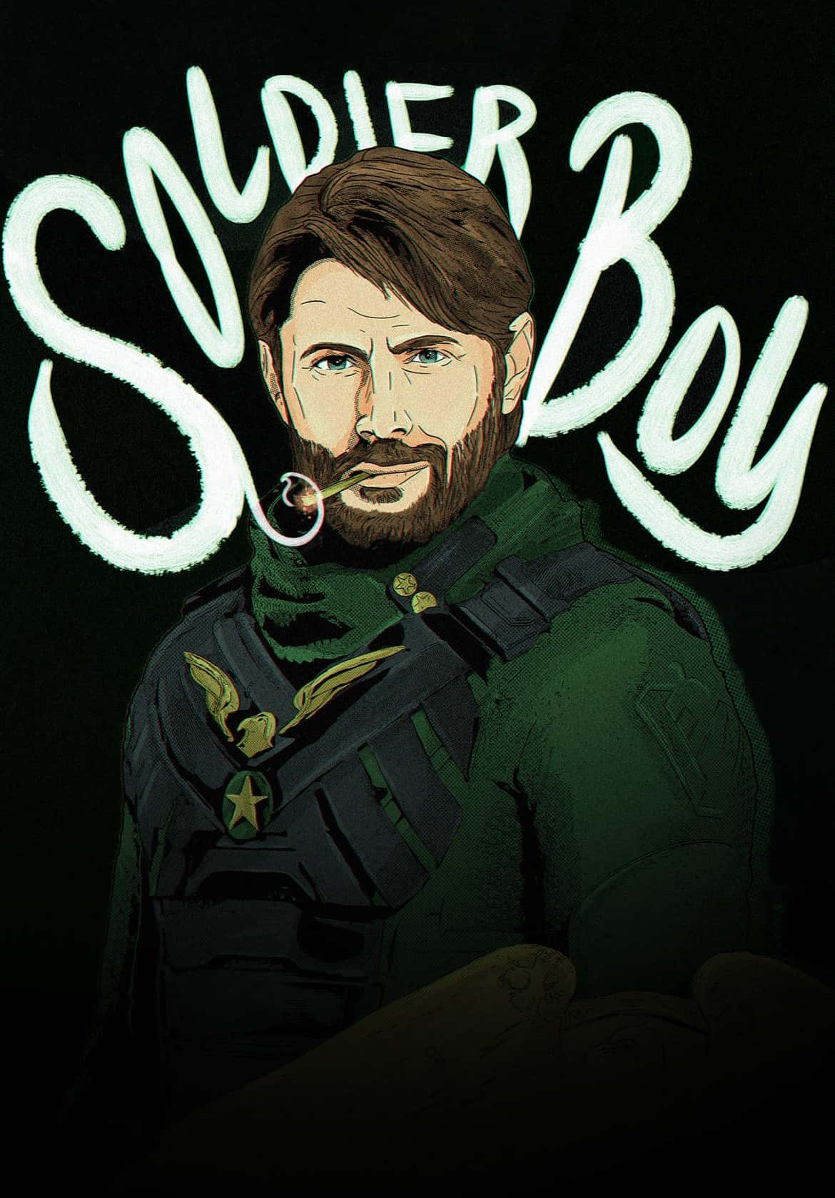 Soldier Boy, beard, pipe, HD Phone Wallpaper