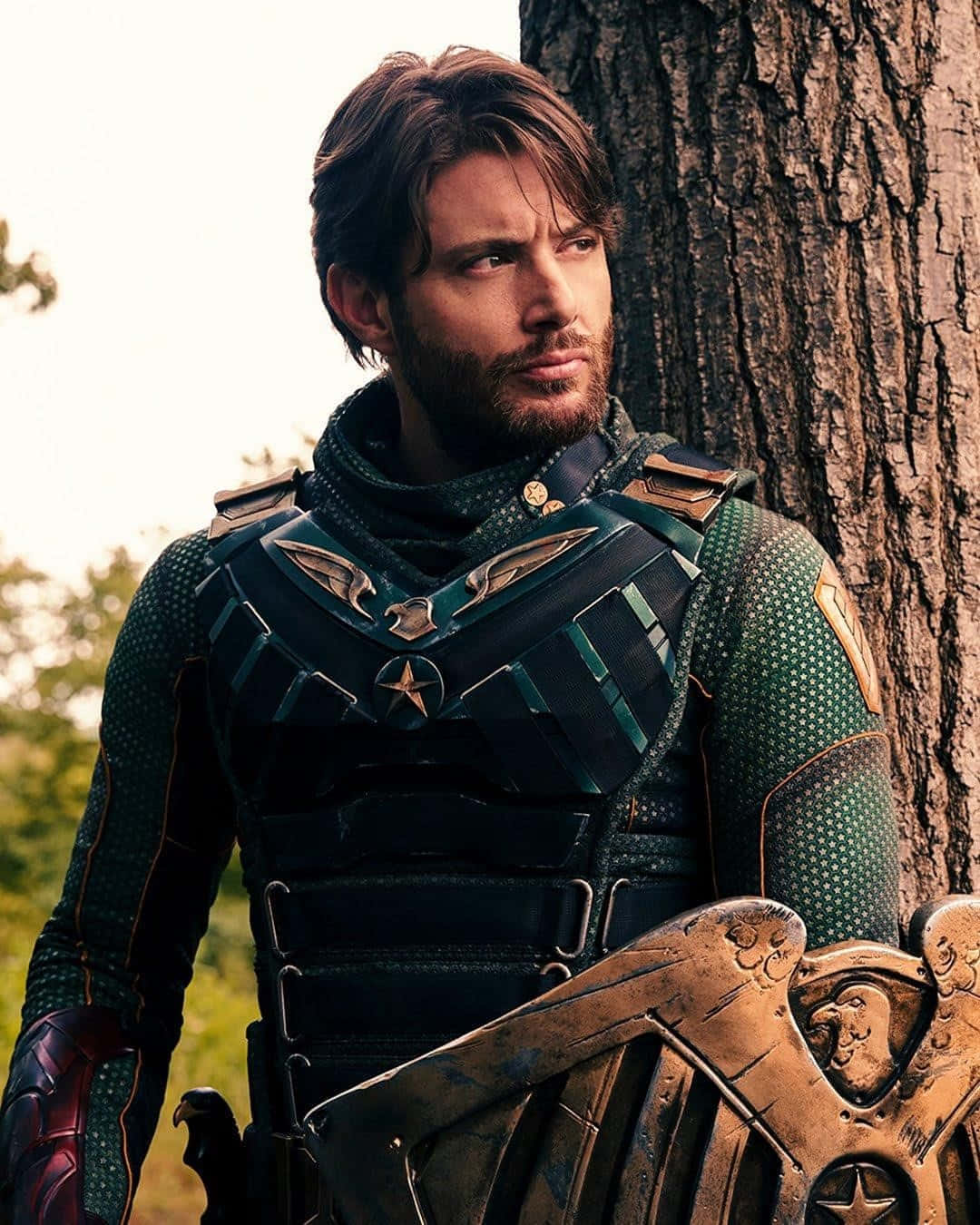 Soldier Boy, green and black armored suit, weathered shield, HD Phone Wallpaper