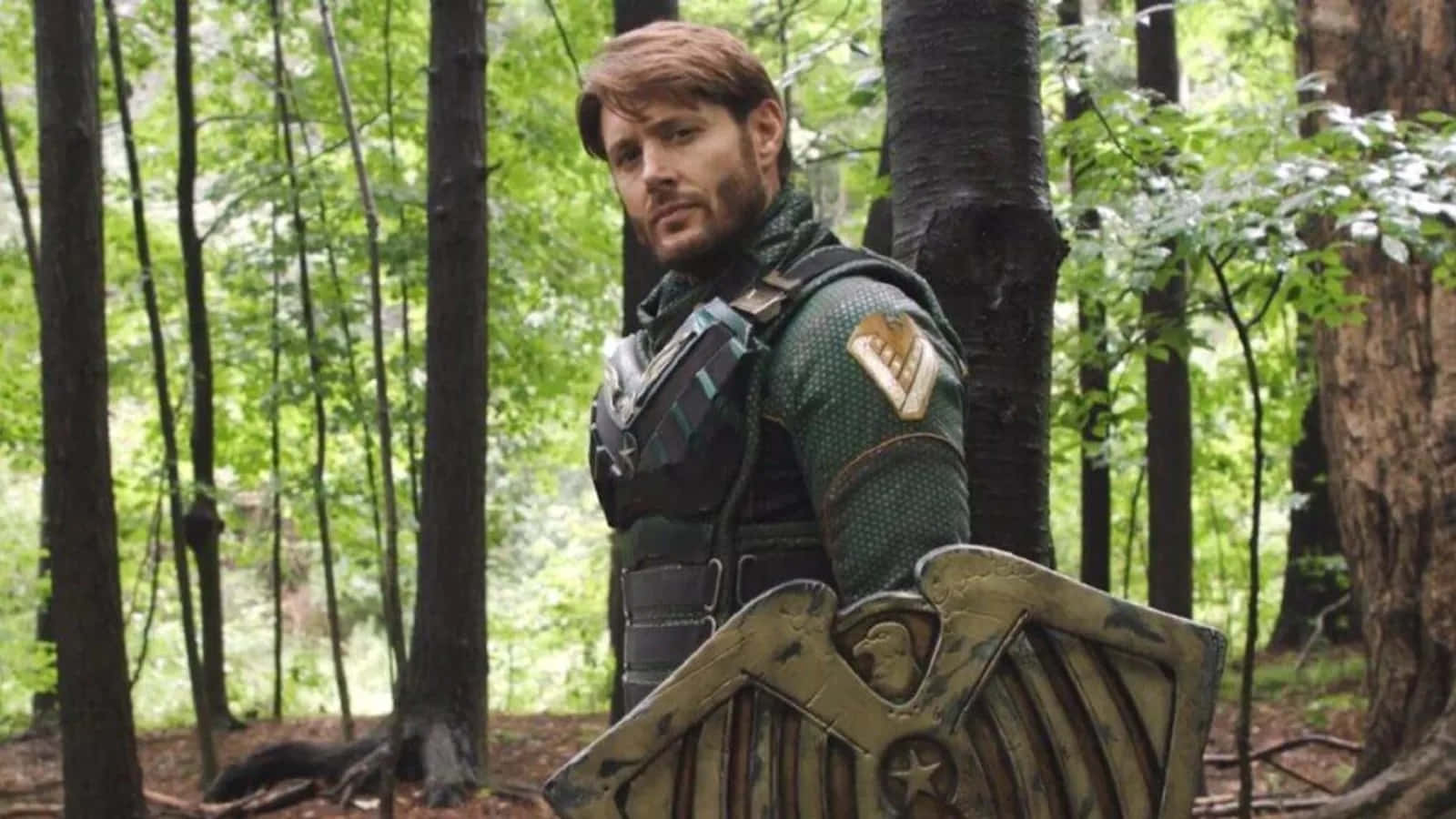 Soldier Boy, green tactical suit, weathered eagle shield, HD Desktop Wallpaper