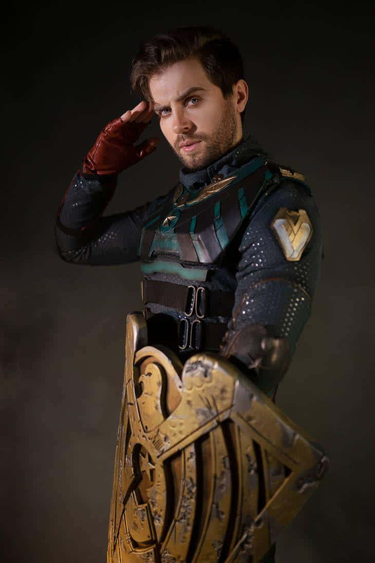 Soldier Boy, futuristic armor, golden shield, SD Phone Wallpaper