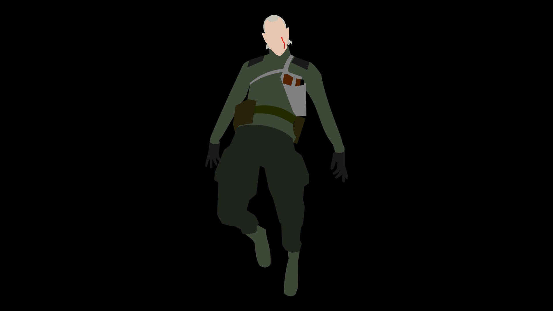 solid black 4k, minimalist soldier, bald warrior, Full HD Desktop Wallpaper