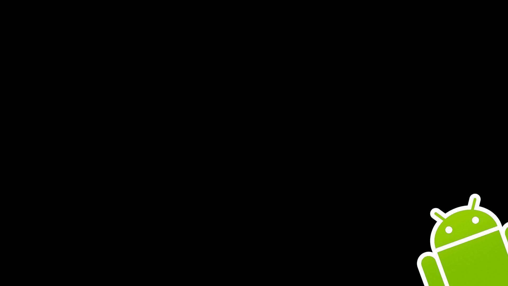 Solid Black 4K, Android mascot icon, green, Full HD Desktop Wallpaper