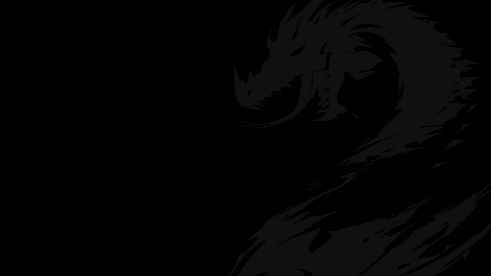 Solid Black 4K, dragon, silhouette, Full HD Desktop Wallpaper