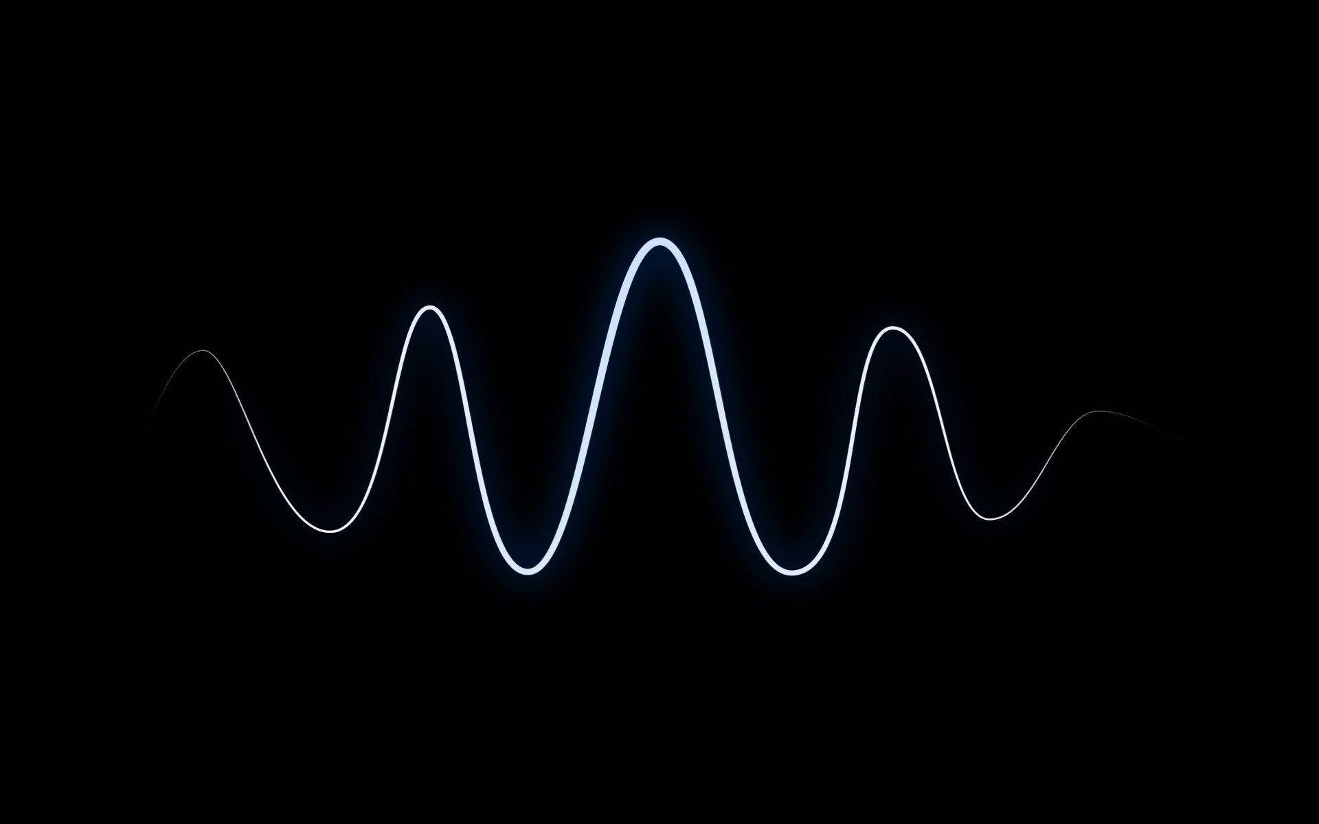 Solid Black 4K, wavy lines, glowing white sine wave, Full HD Desktop Wallpaper