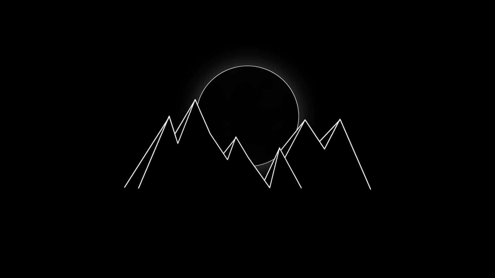 Solid Black, black background, glowing circle sun or moon, HD Desktop Wallpaper