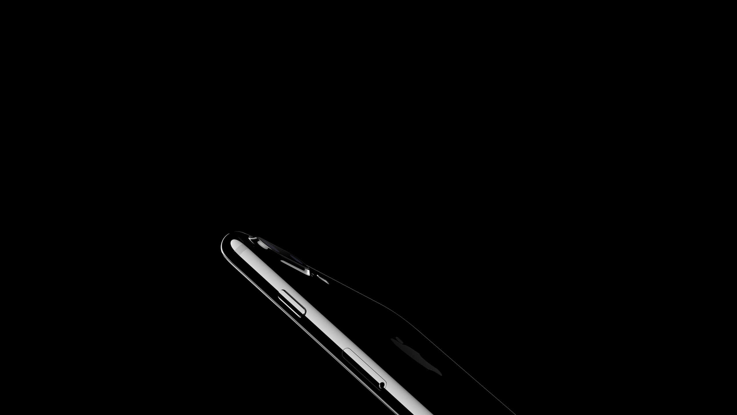 iPhone, silver smartphone, black background, 2K Desktop Wallpaper
