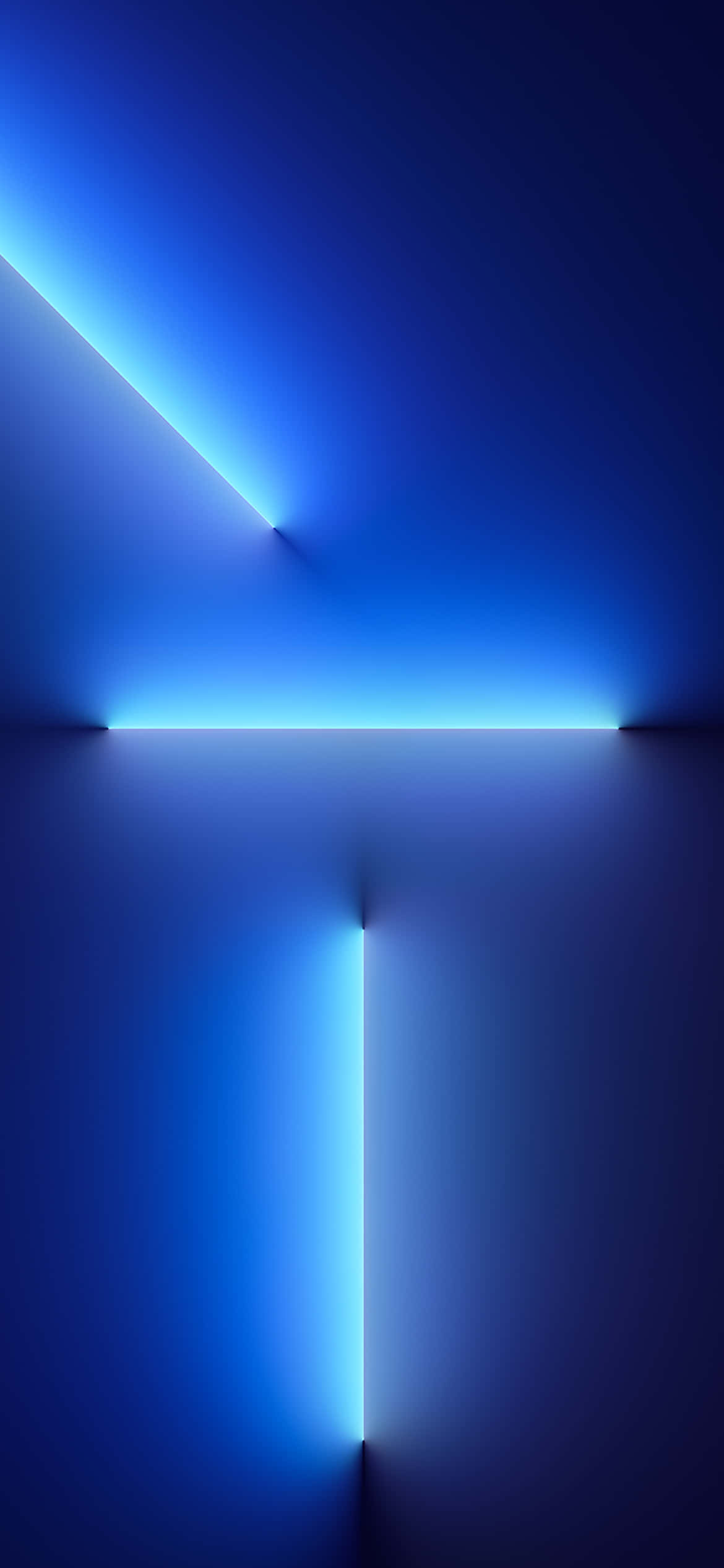 Solid Blue iPhone, neon lines, geometric 'T' shape, Full HD Phone Wallpaper
