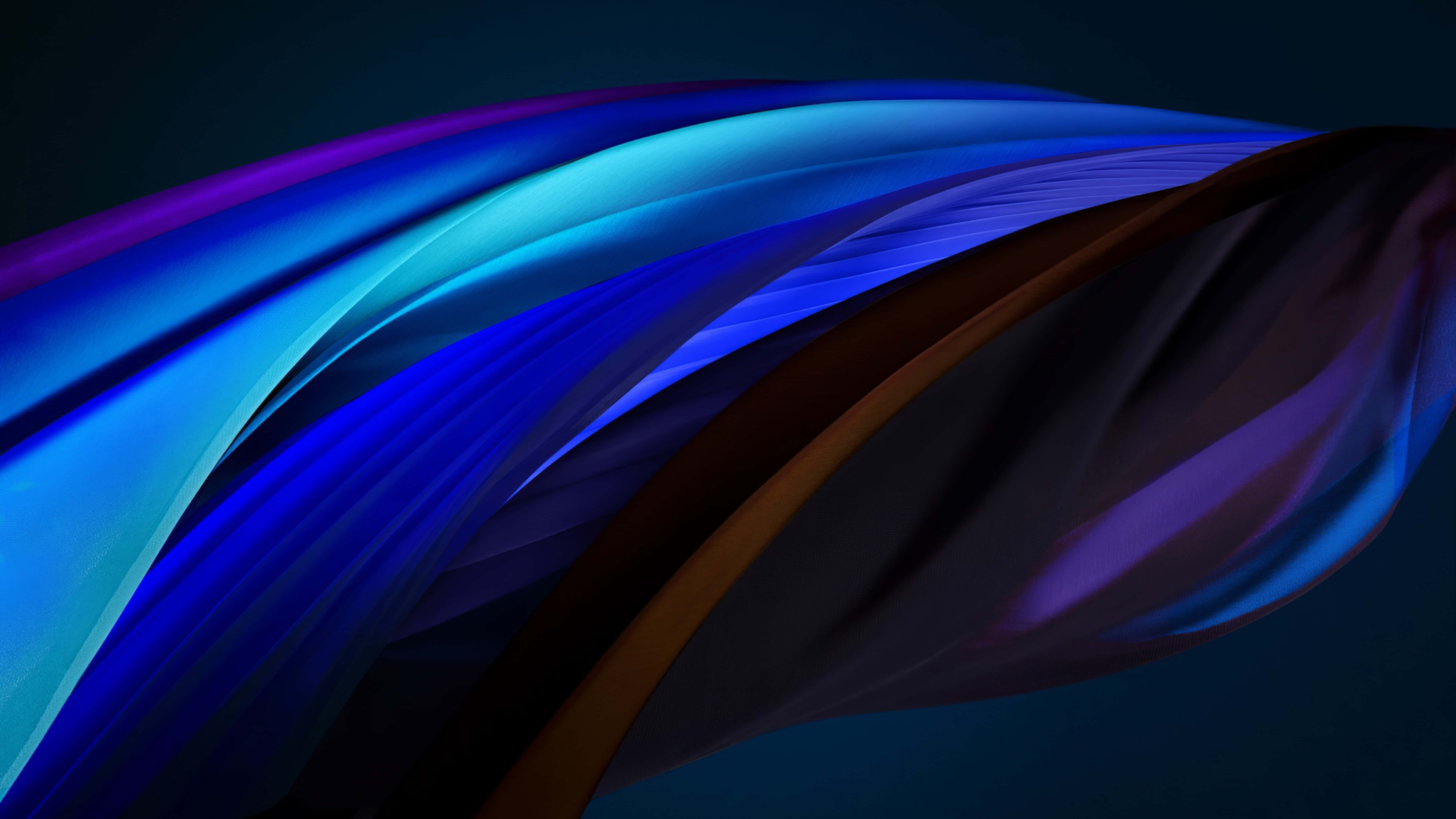 Solid Blue iPhone, vibrant blue, purple glowing ribbons, 8K Desktop Wallpaper