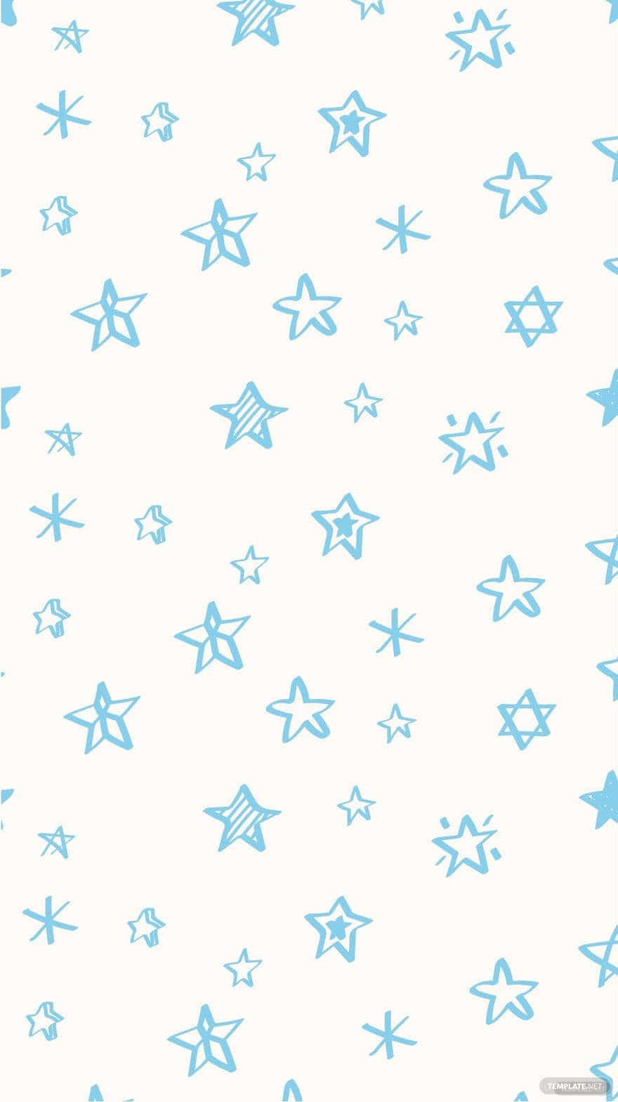 pastel blue, solid stars pattern, light blue hand-drawn stars, HD Phone Wallpaper
