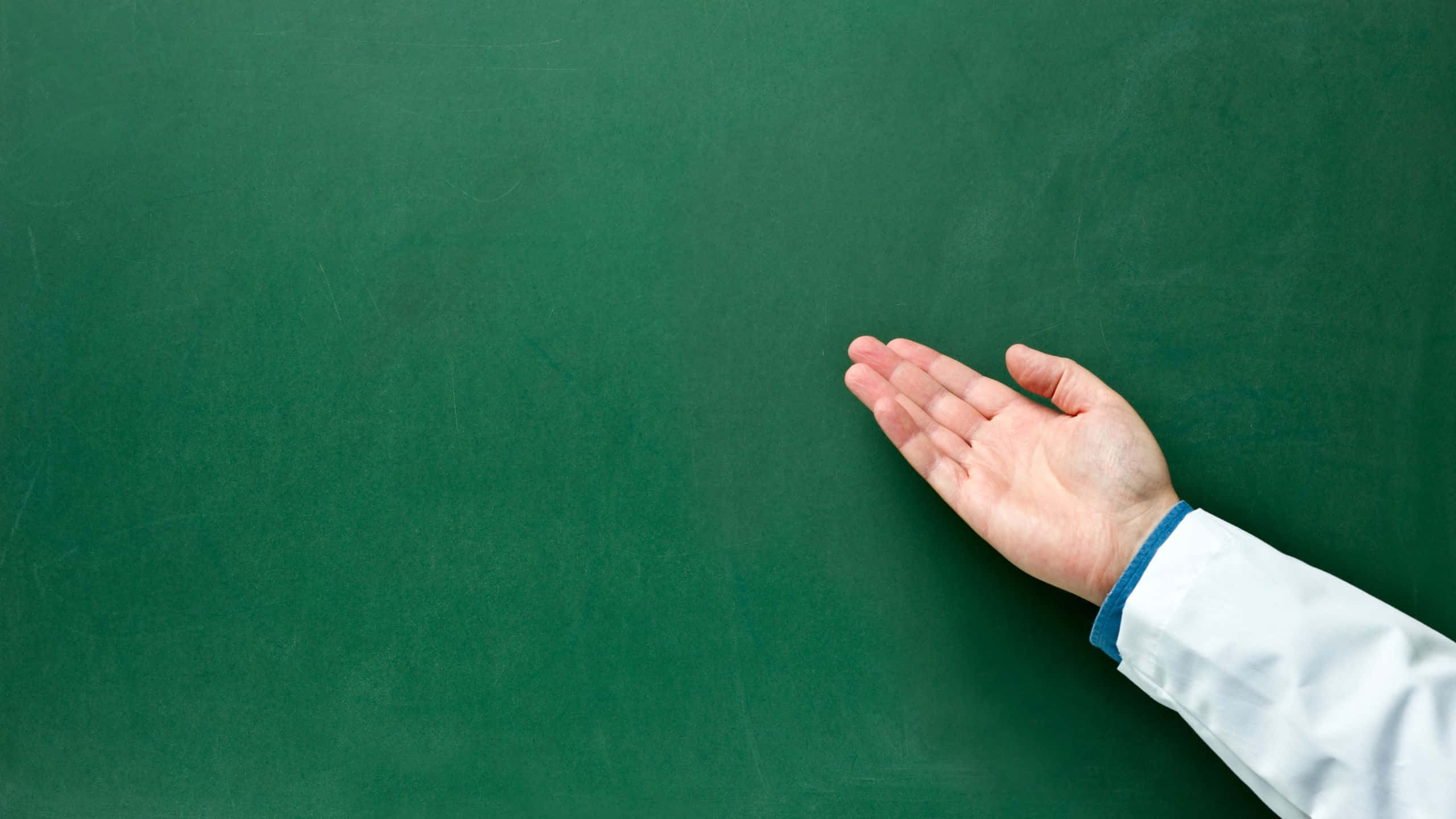solid green, white coat, blank green chalkboard, 2K Desktop Wallpaper