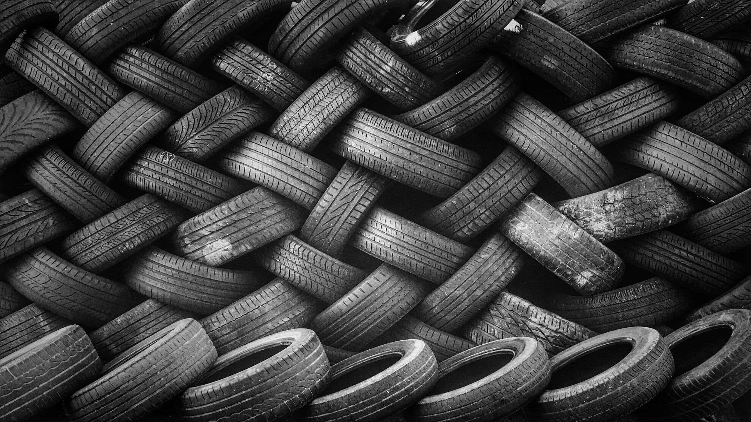Dark Grey, abstract textured background, interwoven used car tires, 2K Desktop Wallpaper