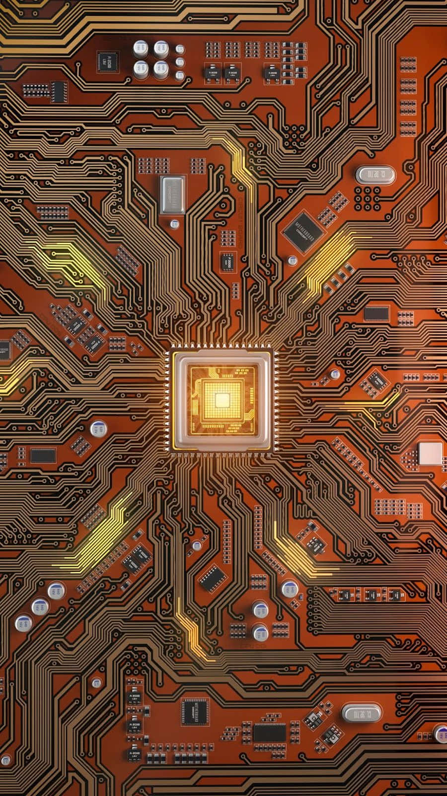 i Phone, circuit board, glowing orange, HD Phone Wallpaper