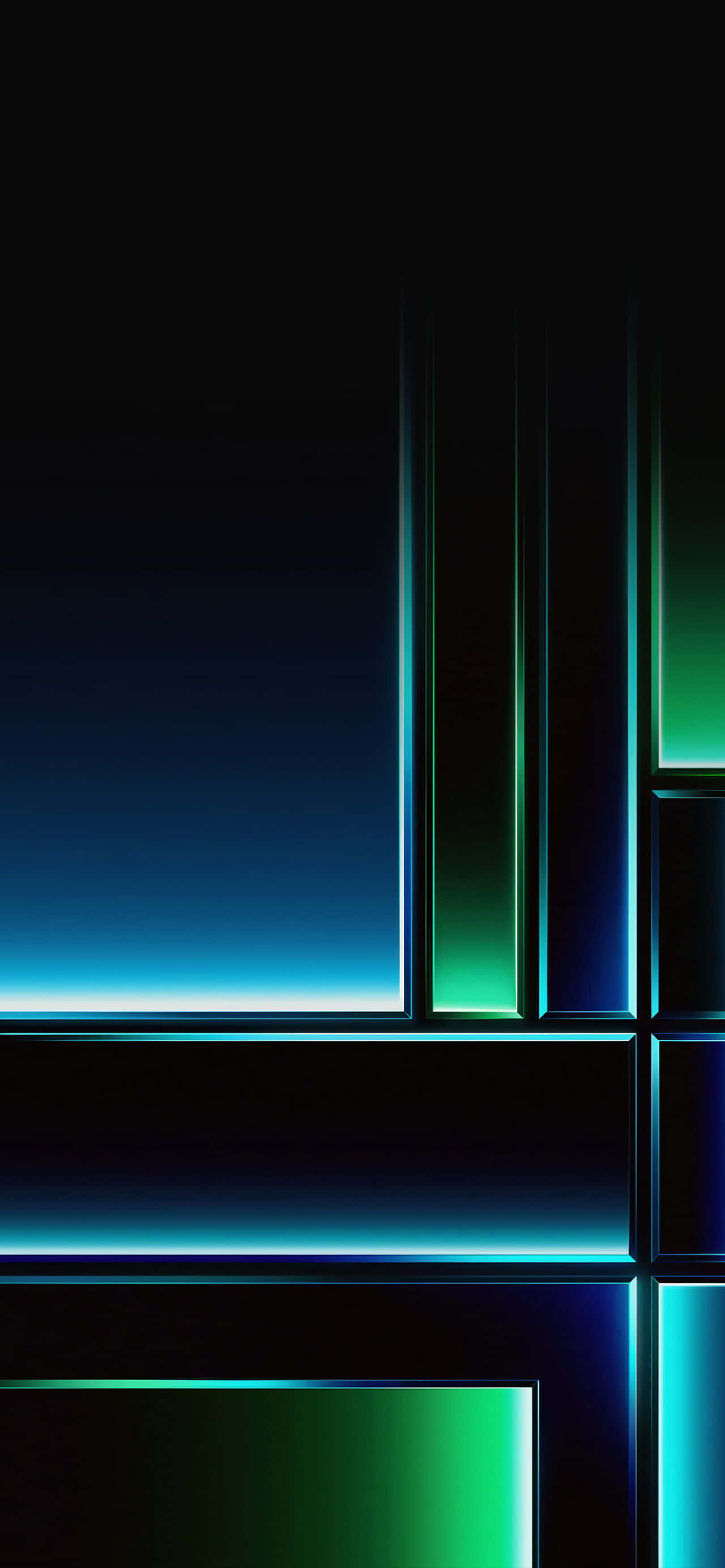 Professional iPhone, glowing blue, green neon lines, 2K Phone Wallpaper