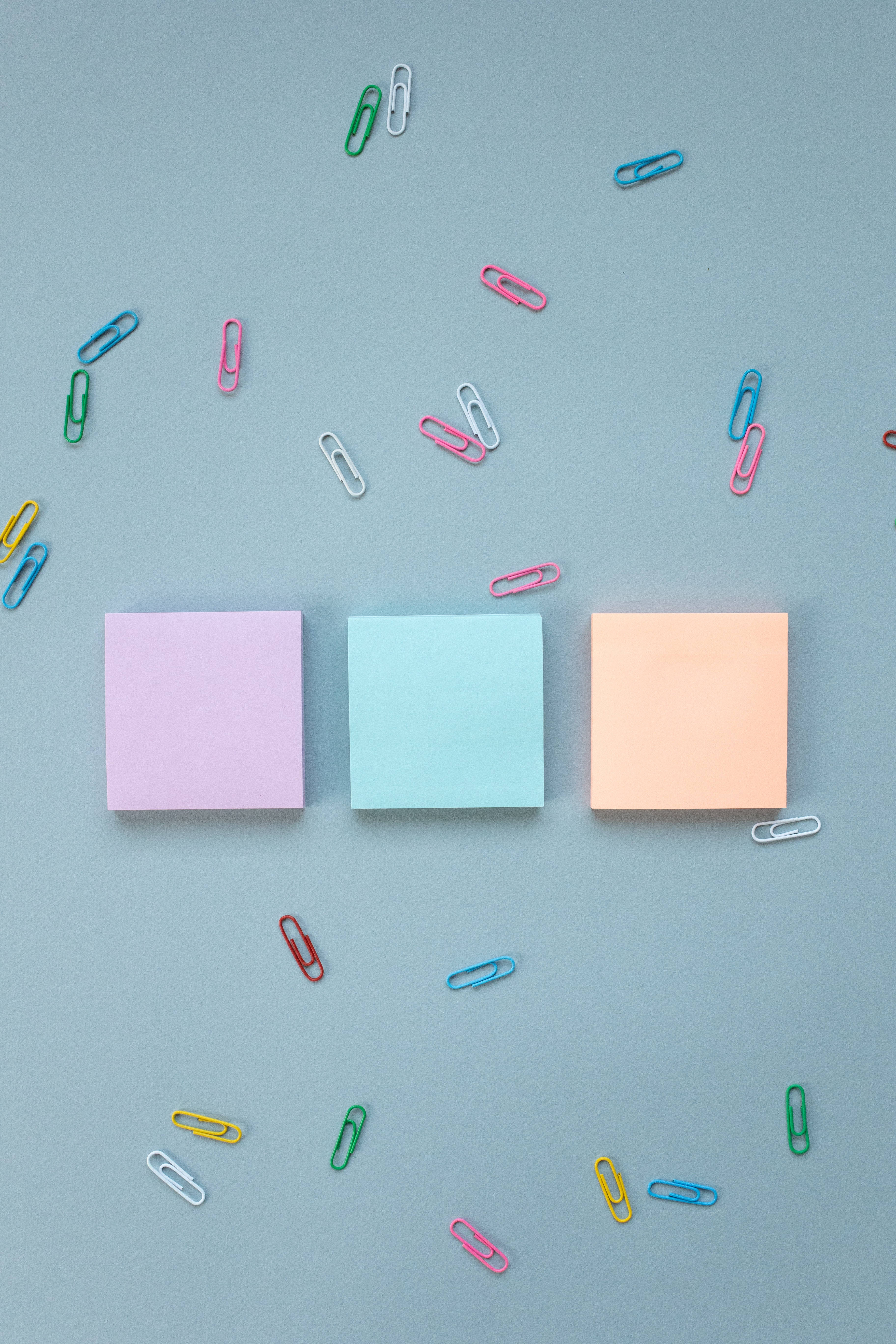 Solid Pastel Color, pastel sticky notes, colorful paper clips, 5K Phone Wallpaper