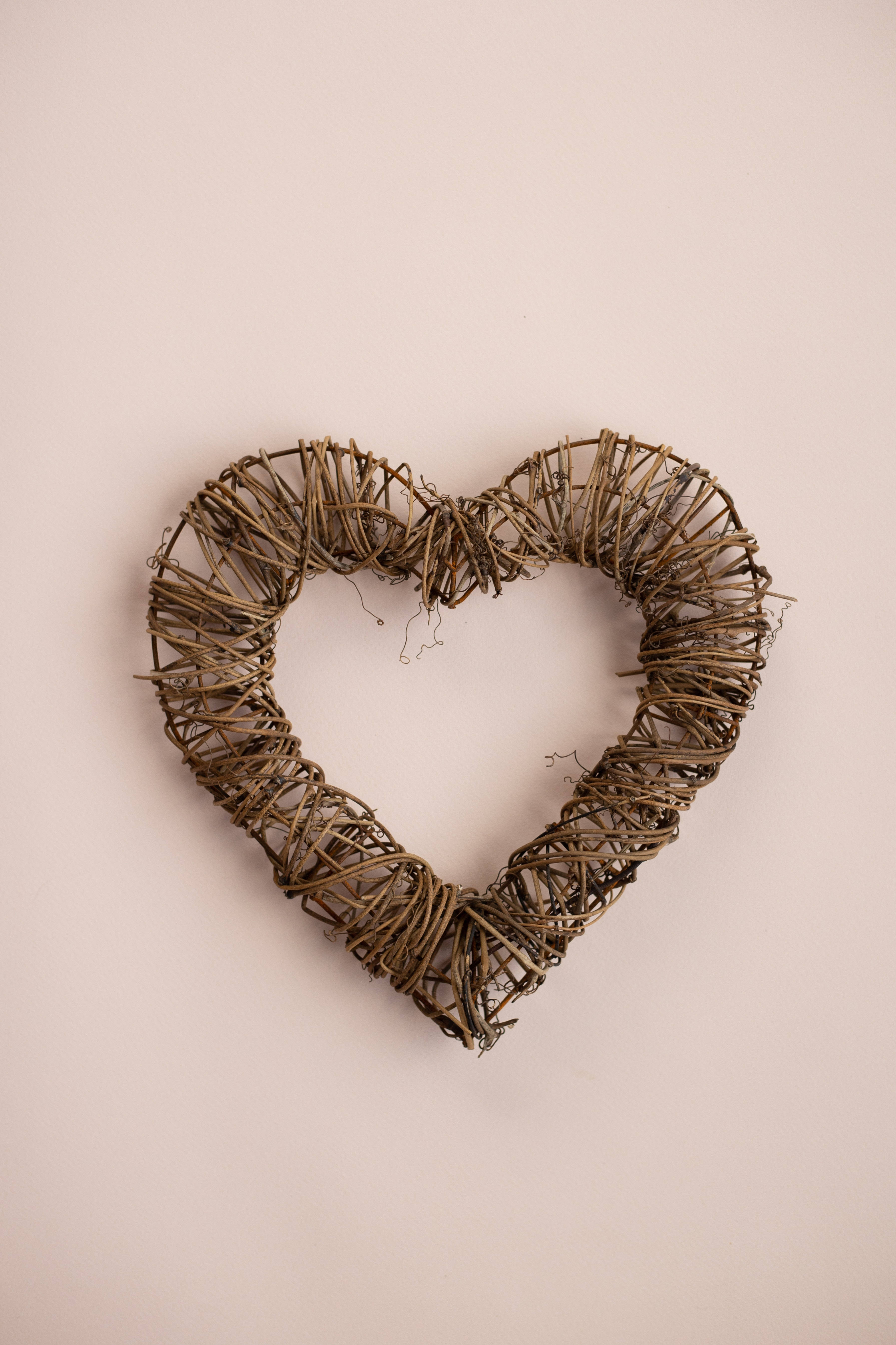 solid pastel color, brown wool heart, rustic woven heart, 5K Phone Wallpaper