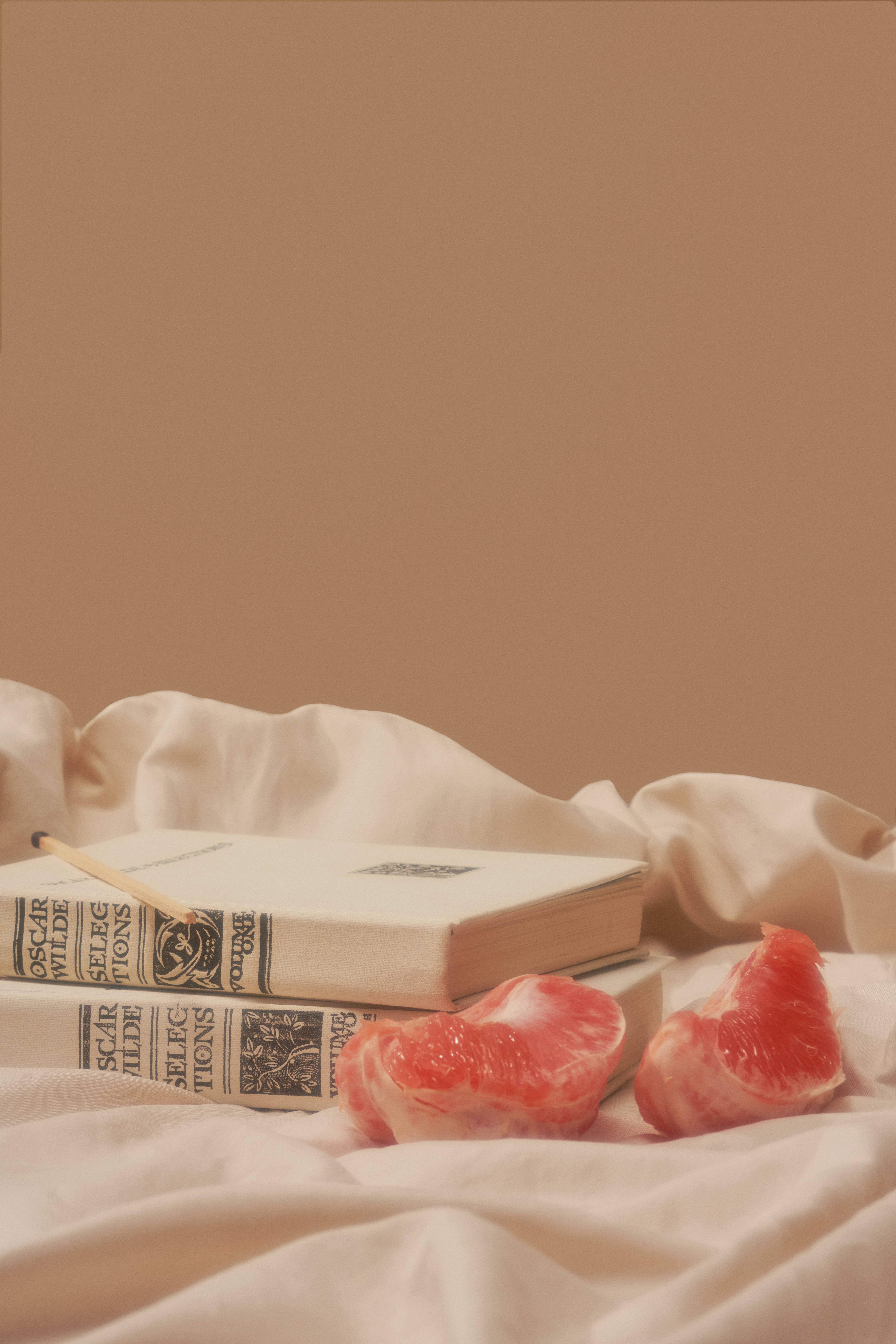 solid pastel color, pink fruit, grapefruit slices, 8K Phone Wallpaper