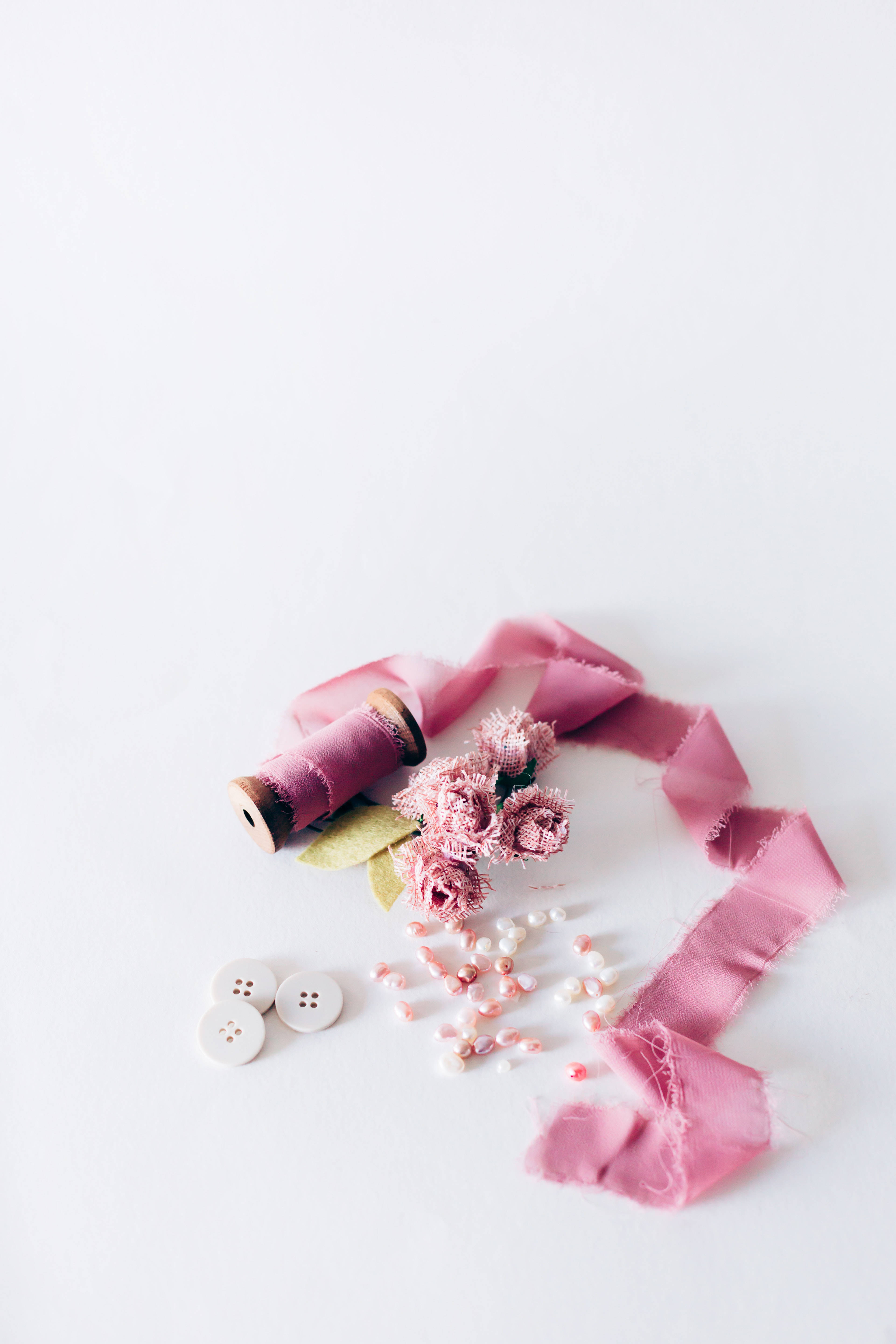 solid pastel color, pink yarn, white surface, 5K Phone Wallpaper