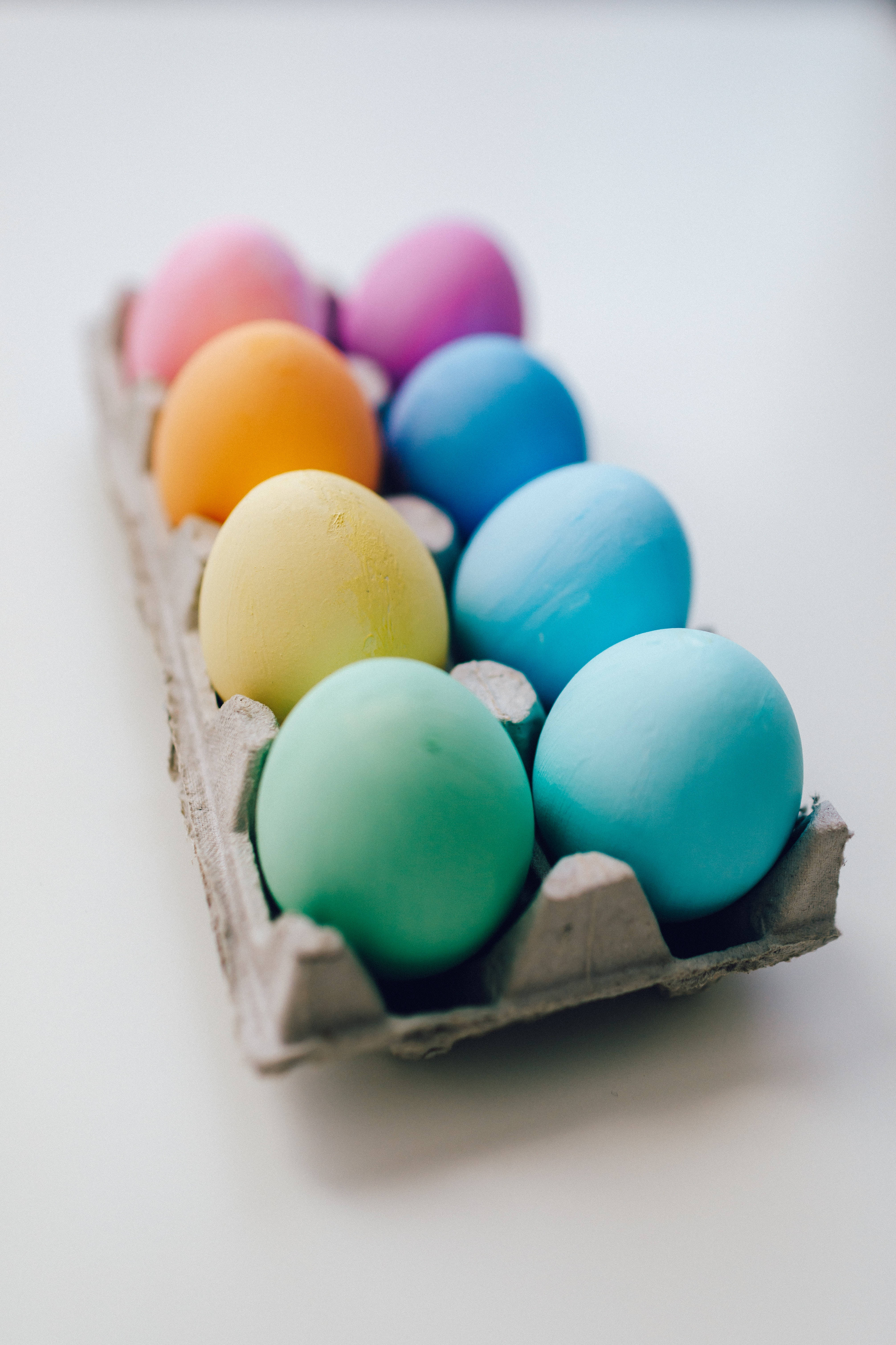 solid pastel colorful eggs, pastel shades, cardboard carton, 5K Phone Wallpaper