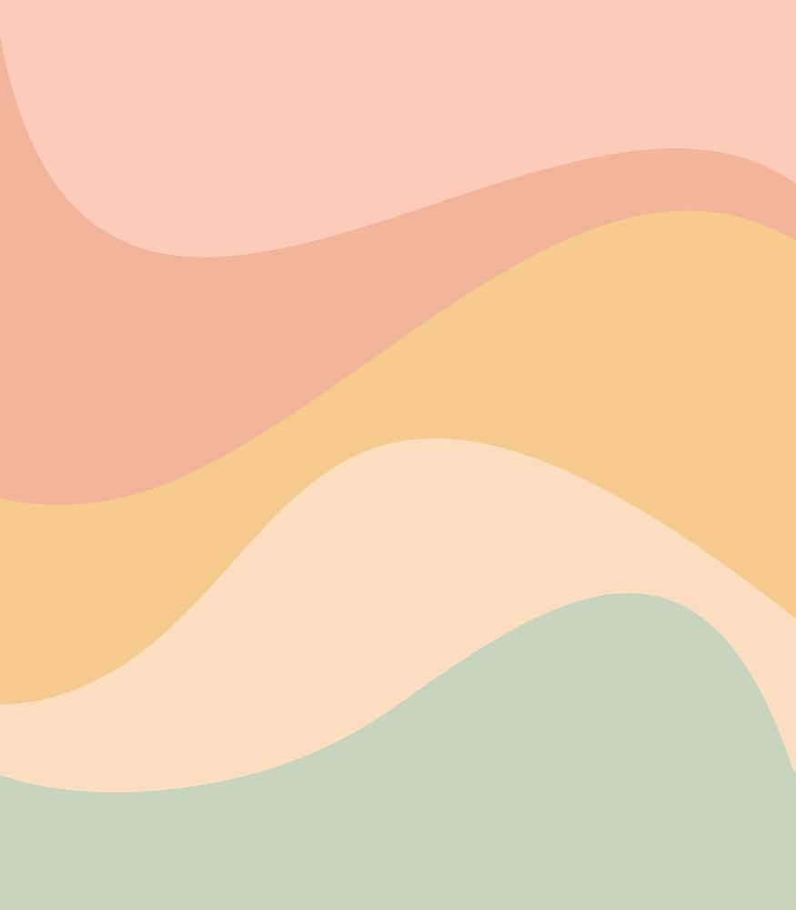 peach beige, mint, wave pattern, SD Phone Wallpaper