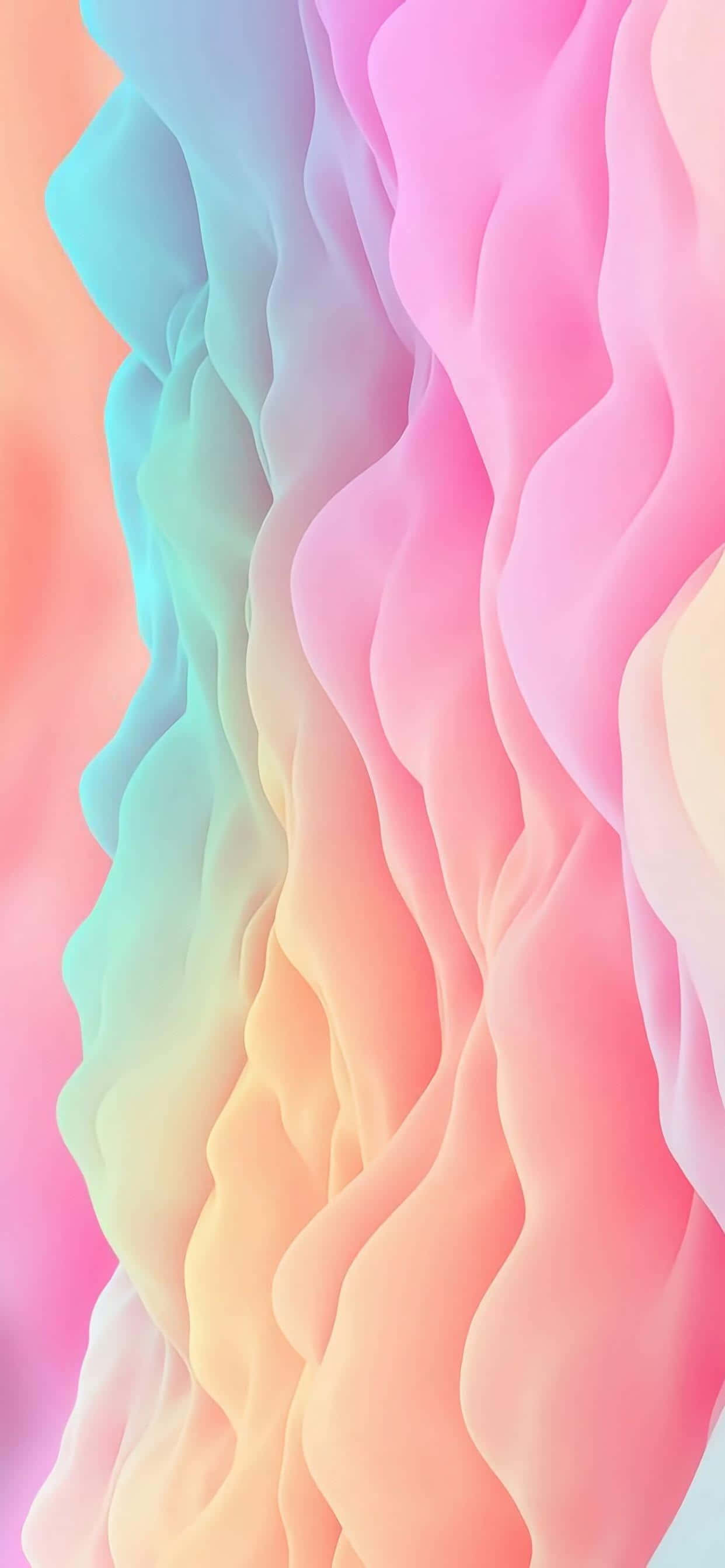 Pastel Wave Gradient Background, soft wavy fabric folds, pastel rainbow hues, 2K Phone Wallpaper
