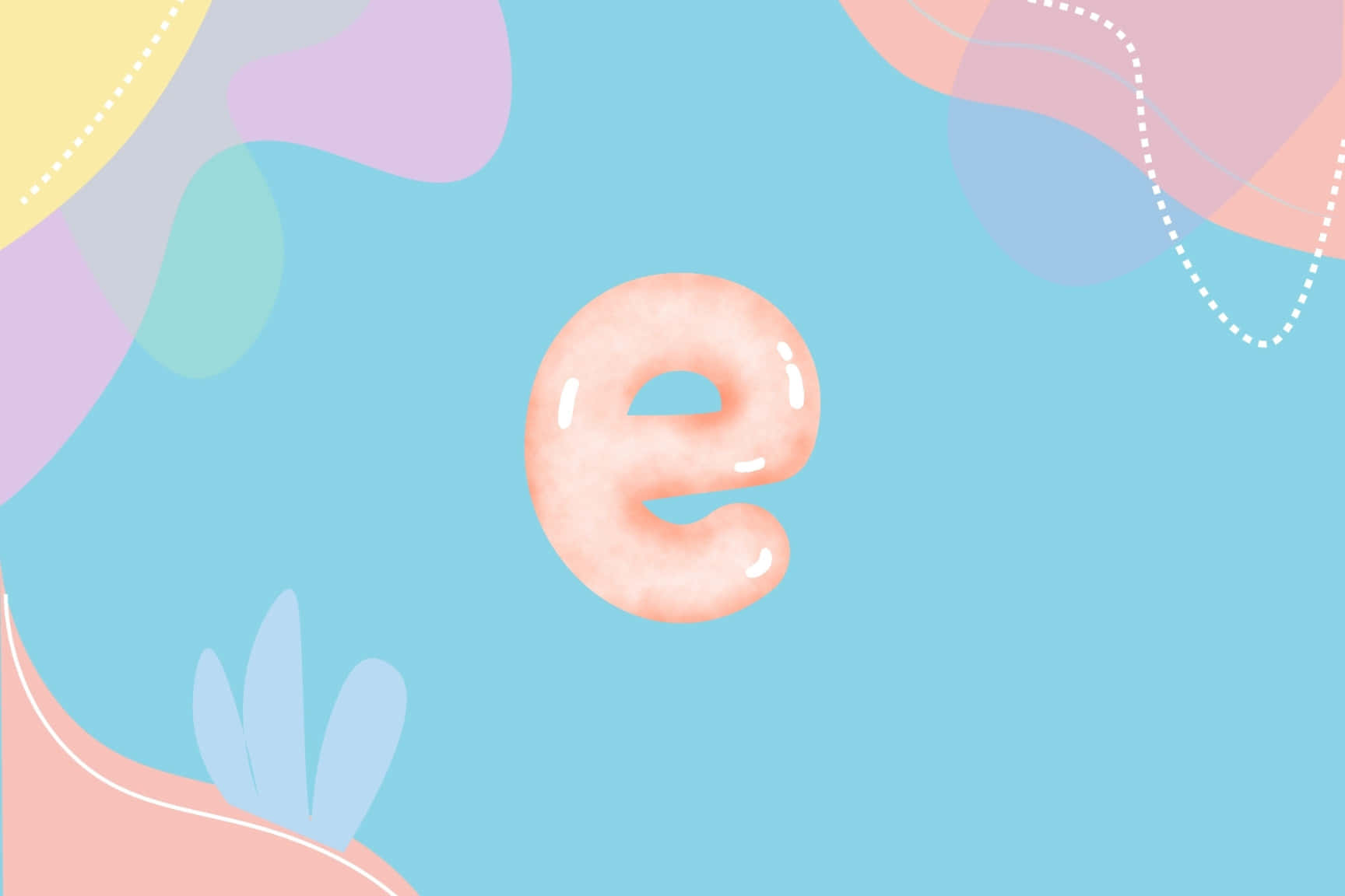 abstract, peach lowercase e, pastel blue background, HD Desktop Wallpaper