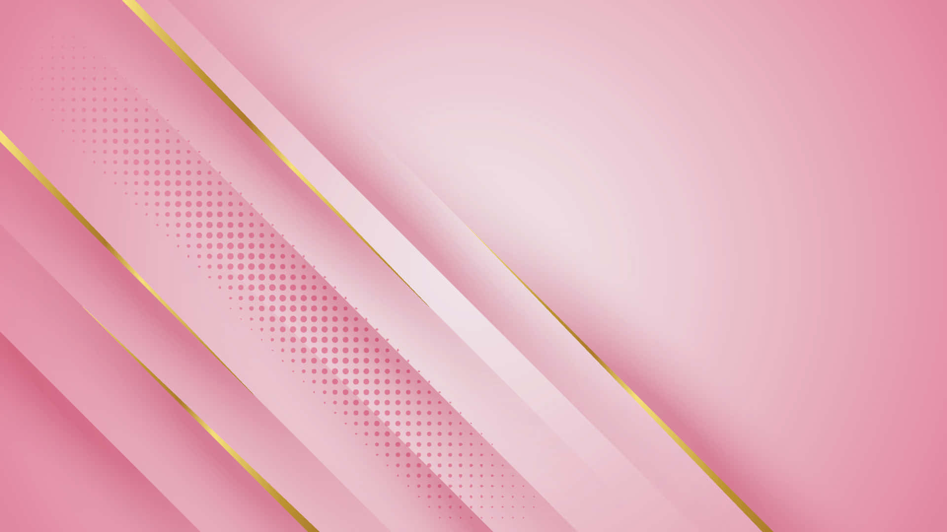 Solid Pink, soft pink gradient, diagonal gold-trimmed stripes, Full HD Desktop Wallpaper