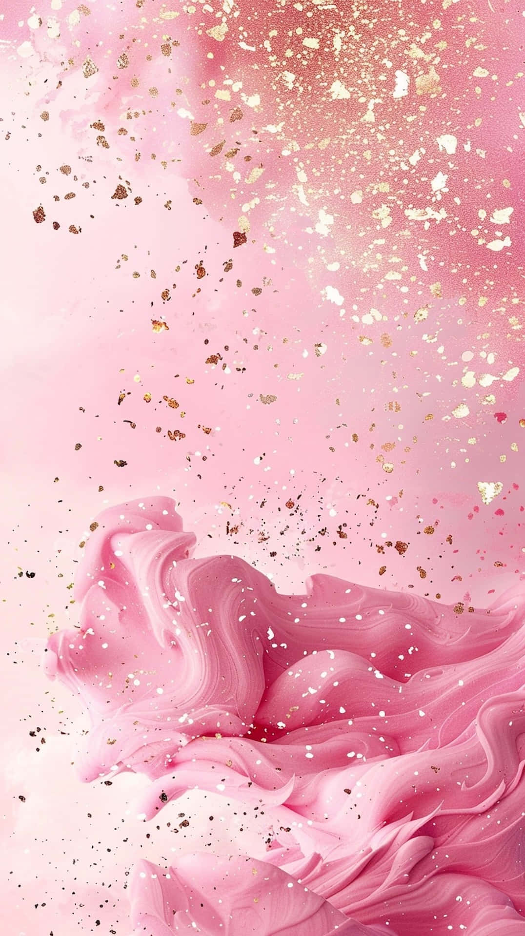 Pink Y2 K Aesthetic, soft pink liquid, gold glitter, Full HD Phone Wallpaper
