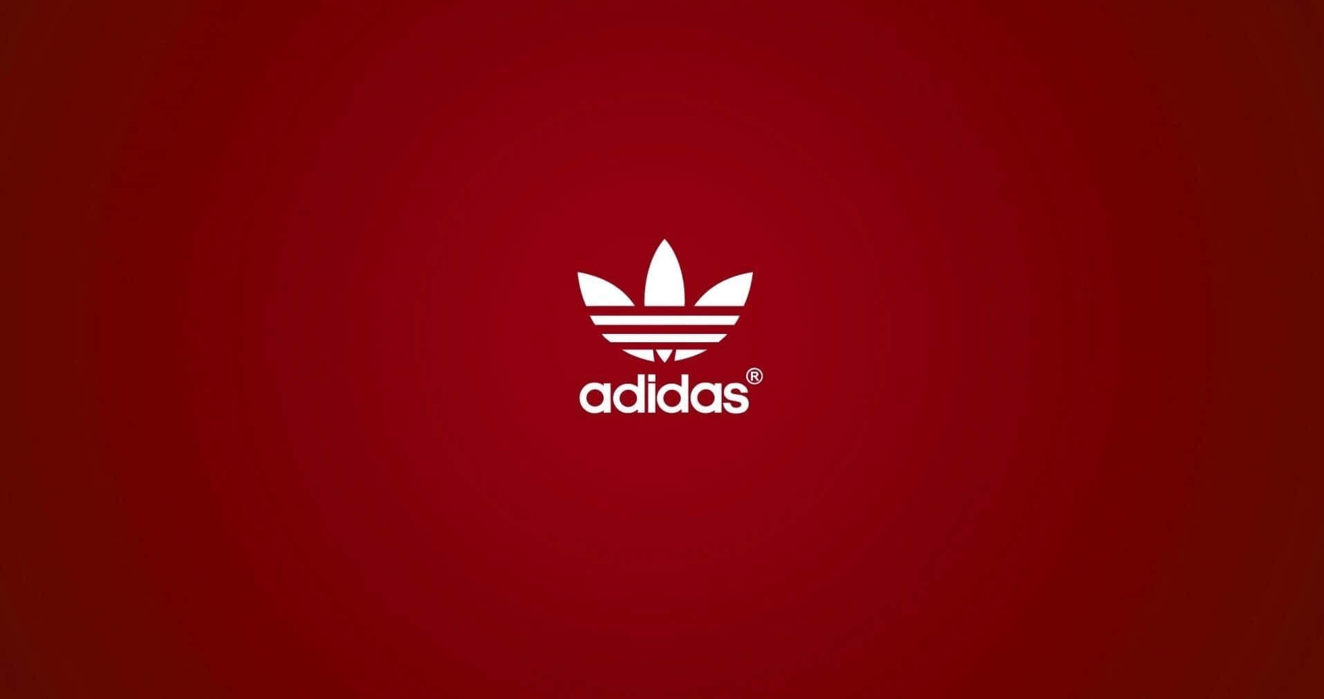 adidas trefoil logo, white, rich red gradient background, HD Desktop Wallpaper