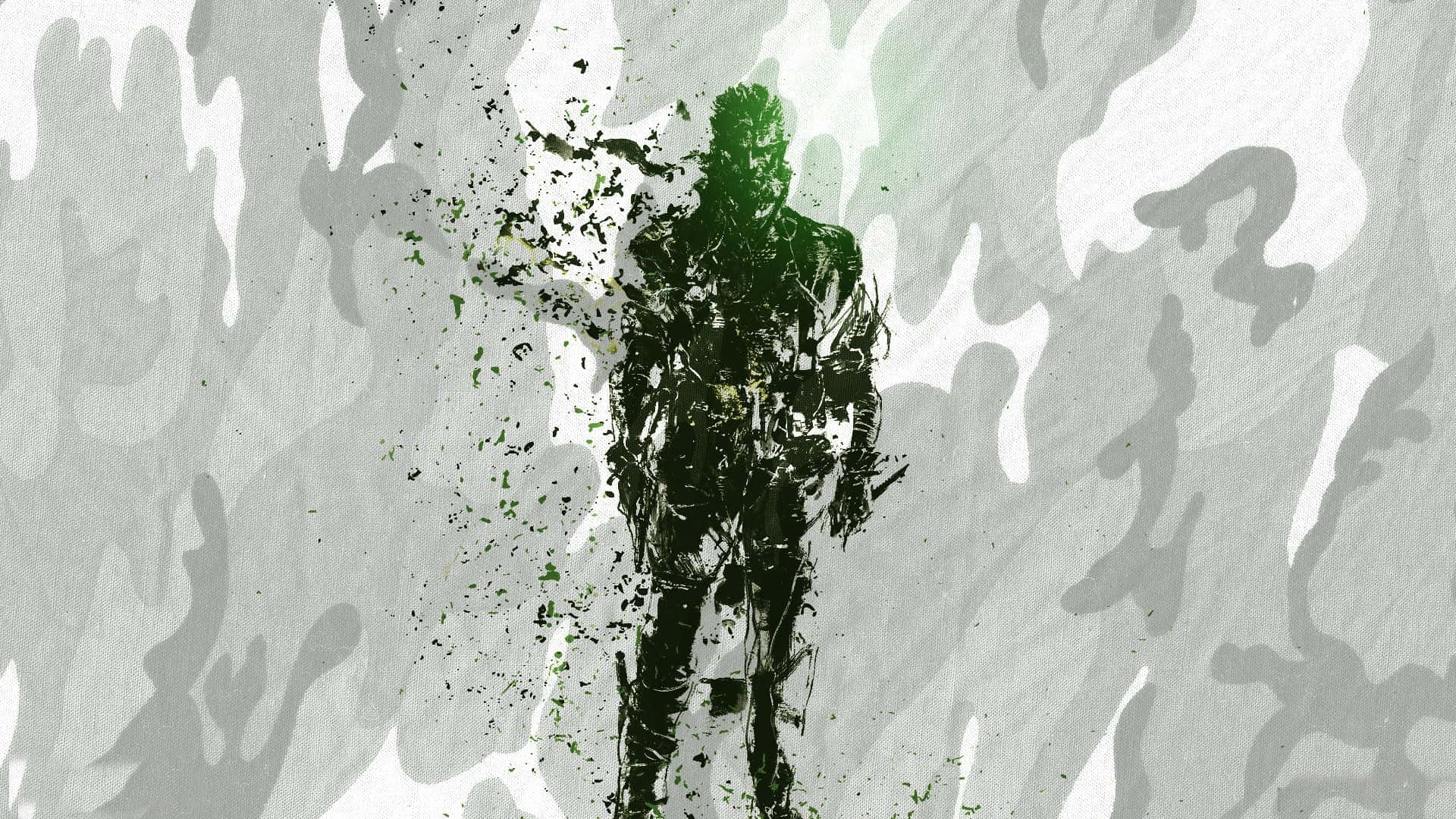 Solid Snake, green splatter, gray camouflage, Full HD Desktop Wallpaper
