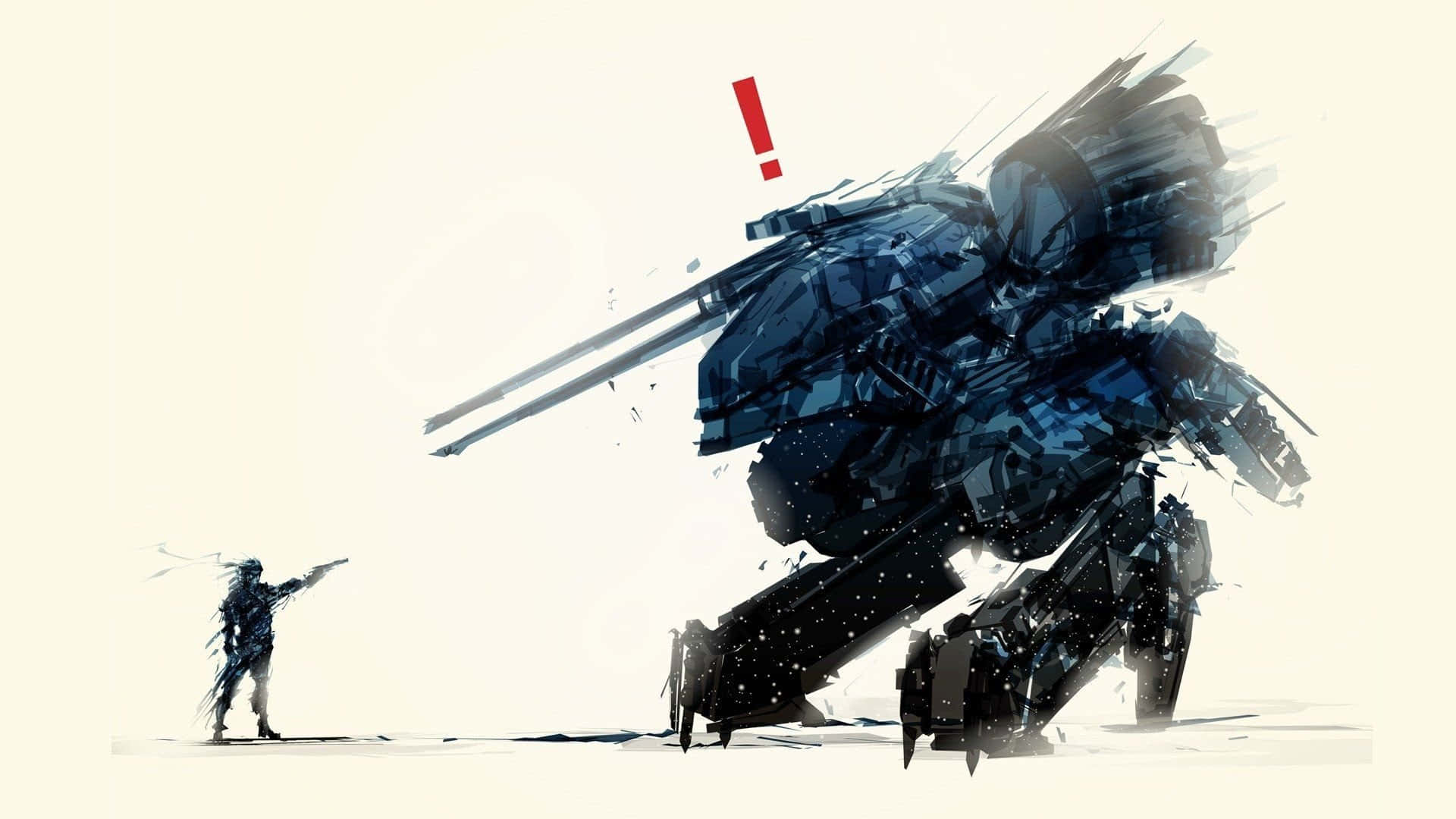 Solid Snake, abandoned building, blue mechanical giant, Full HD Desktop Wallpaper