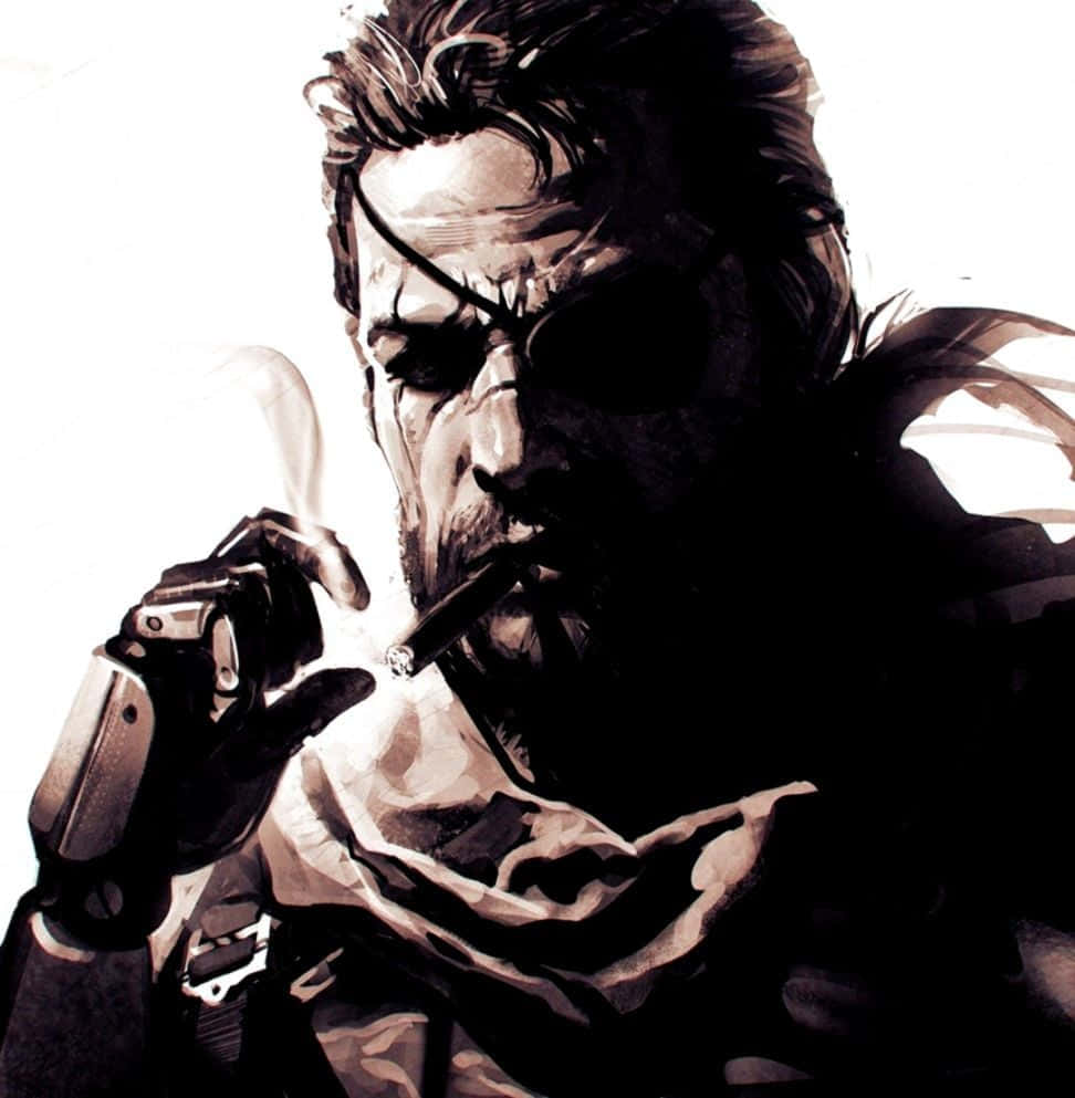 Solid Snake, eyepatch, cigar, SD Phone Wallpaper