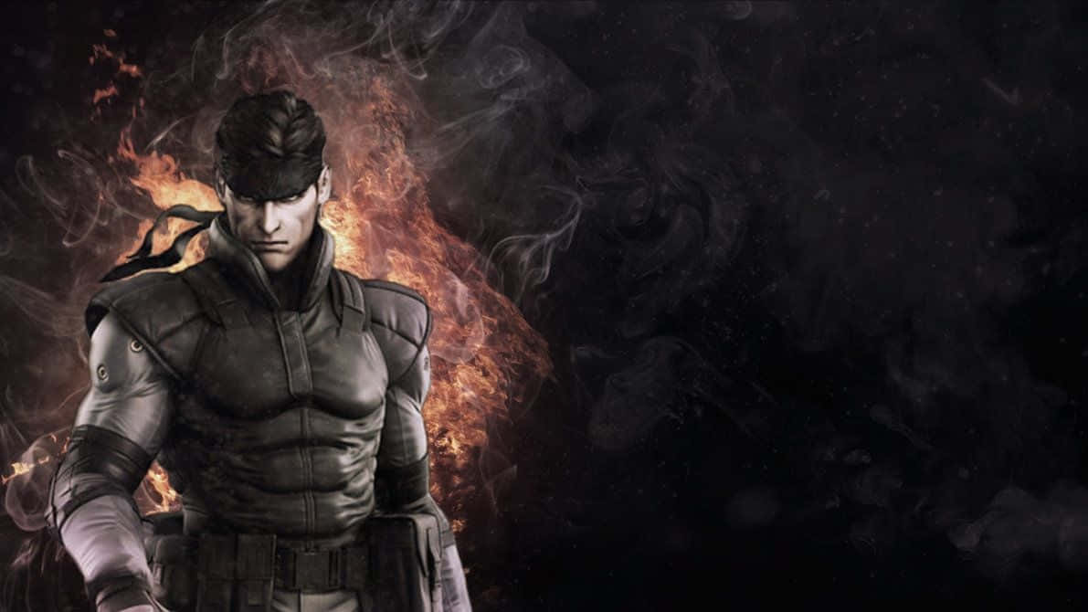 Solid Snake, tactical gear, flames, SD Desktop Wallpaper
