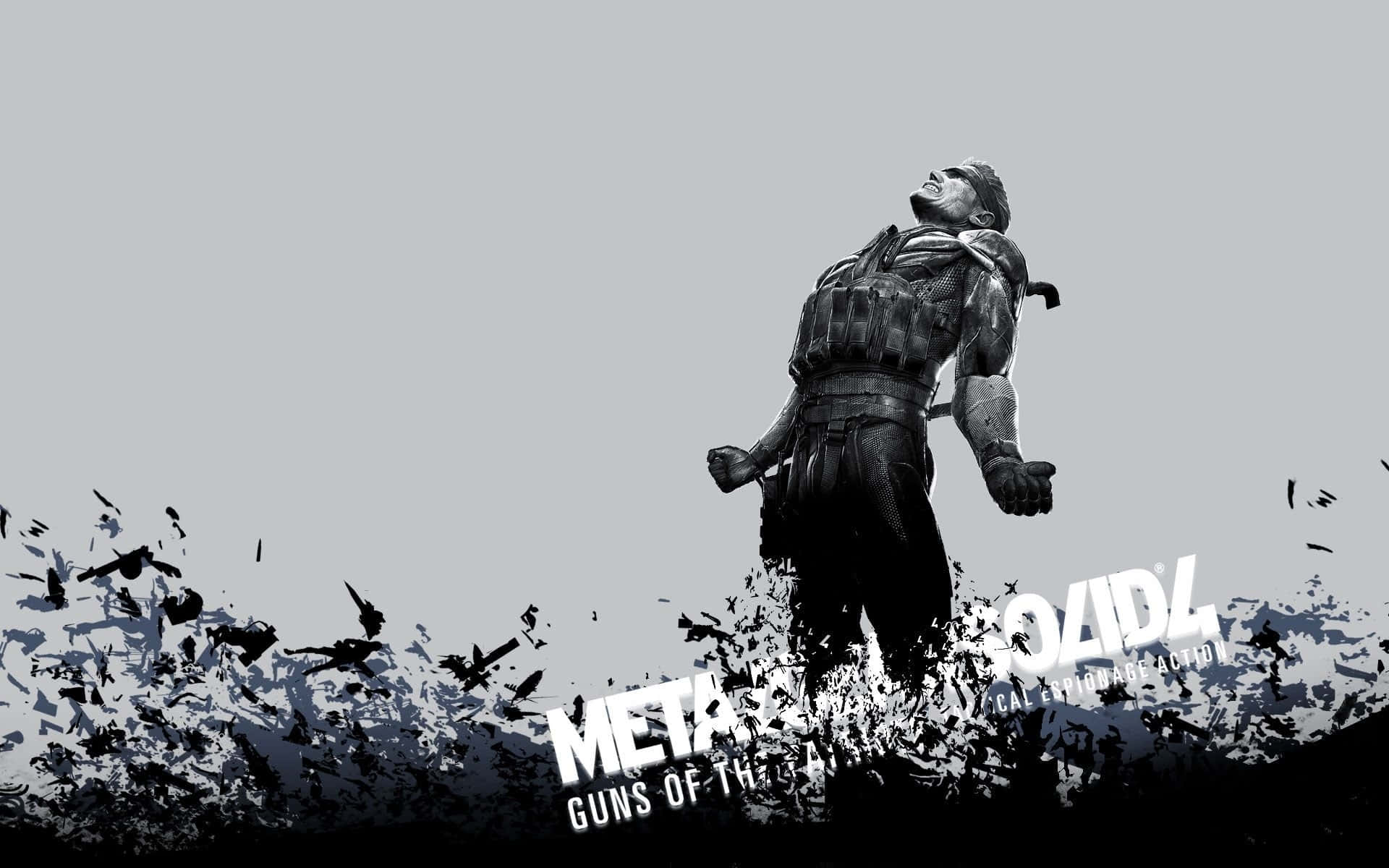 Solid Snake, black and white digital-art, debris, Full HD Desktop Wallpaper