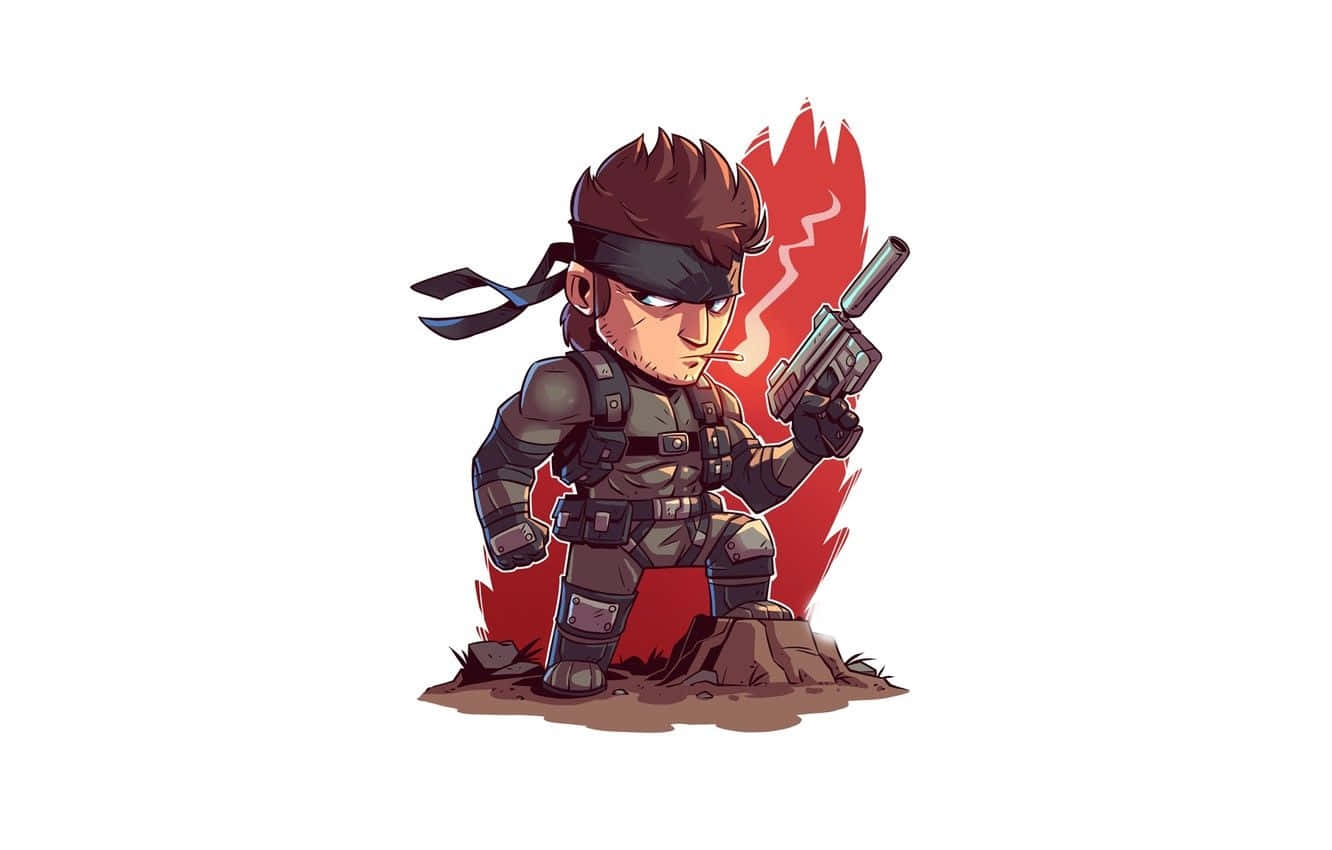 Solid Snake, chibi-style, eye patch, HD Desktop Wallpaper