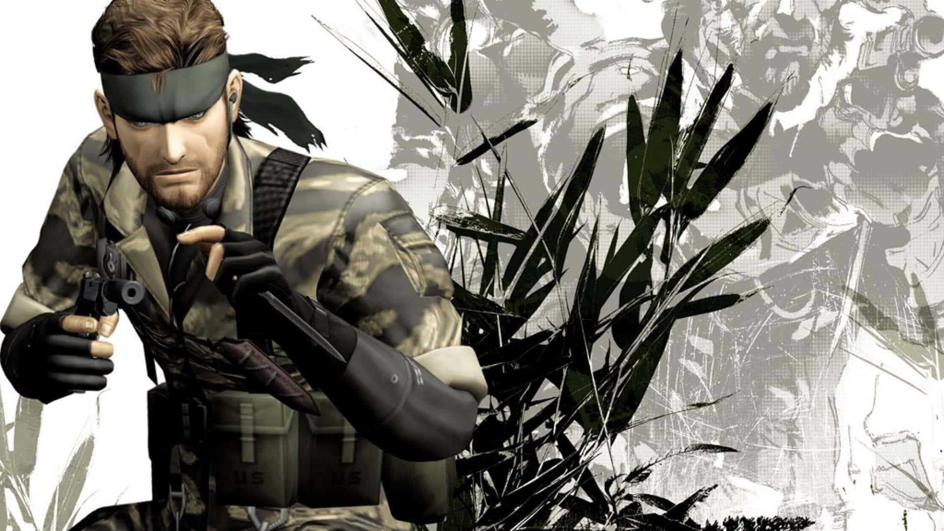 Solid Snake, camouflage gear, pistol, Full HD Desktop Wallpaper