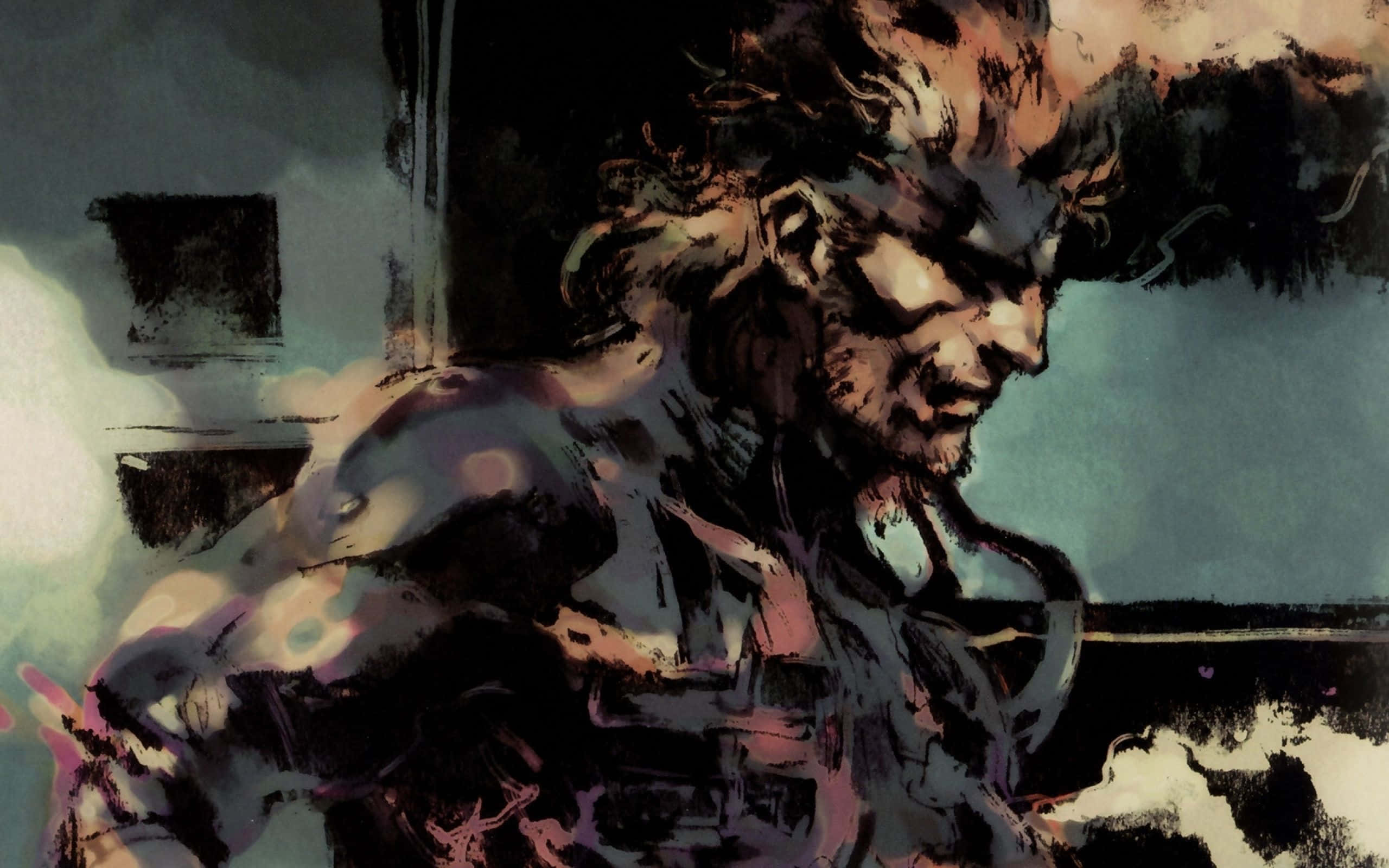 Solid Snake, teal, purple, 2K Desktop Wallpaper