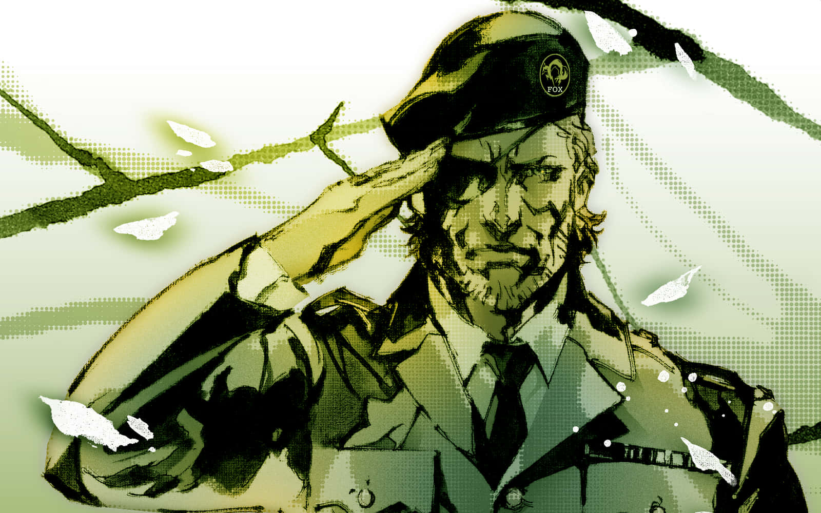 Solid Snake, uniform, green and white background, HD Desktop Wallpaper