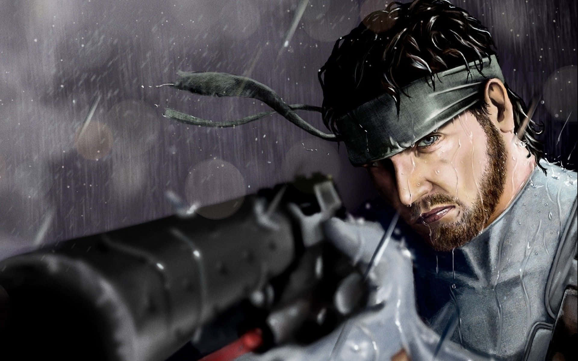 Solid Snake, rain-soaked, headband, Full HD Desktop Wallpaper