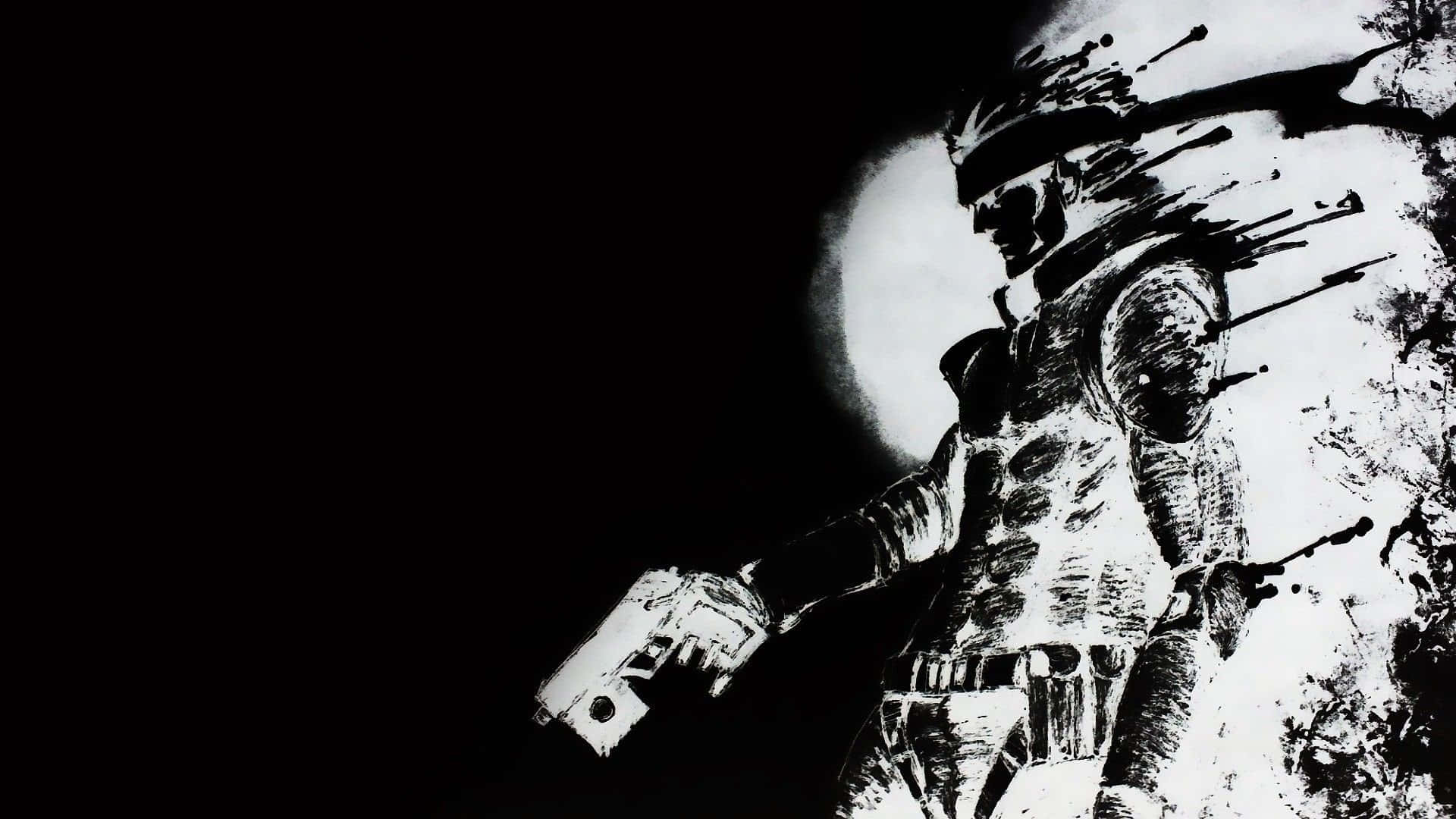 Solid Snake, masked figure, pistol, Full HD Desktop Wallpaper
