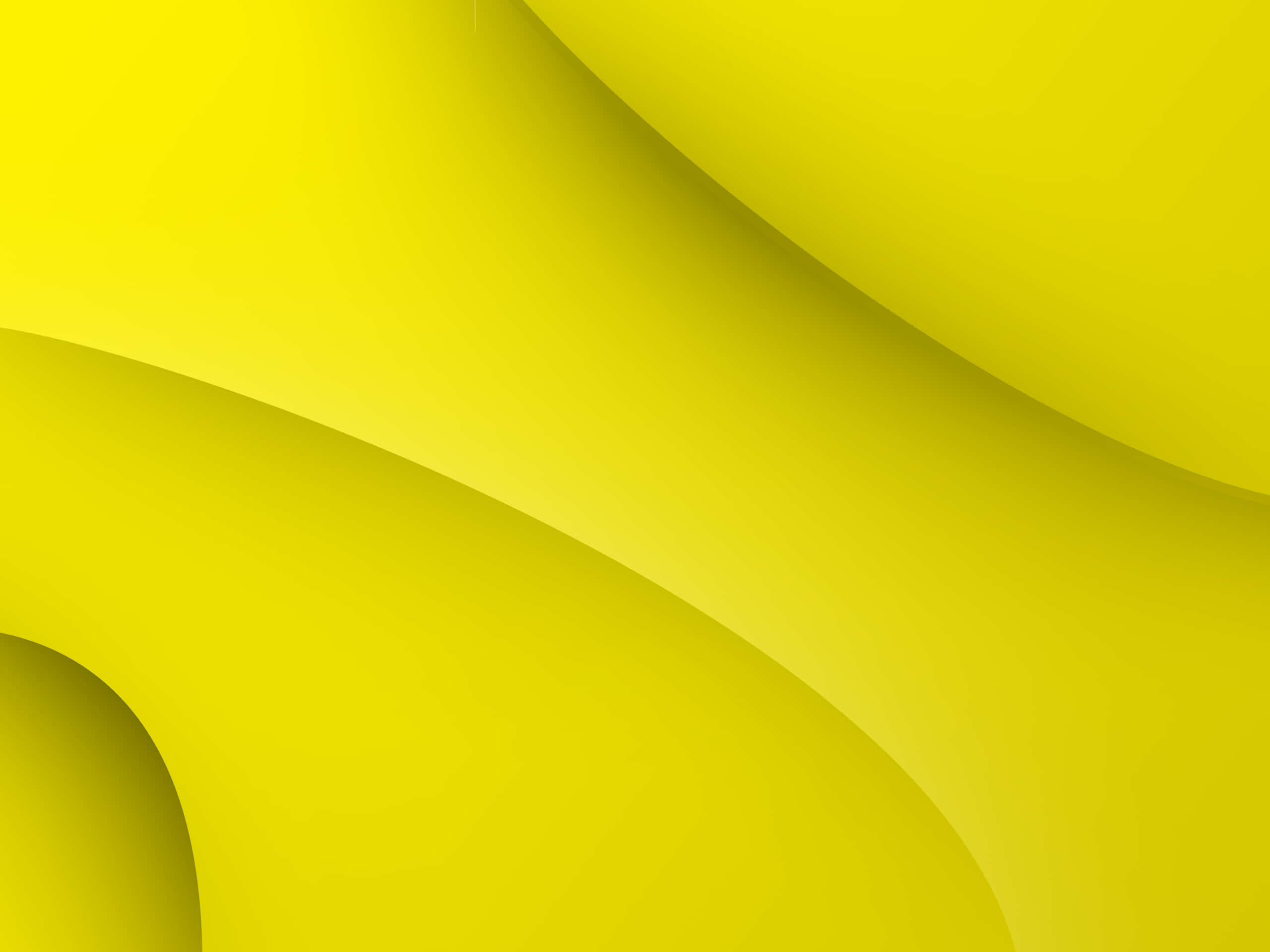 solid yellow, vibrant yellow, abstract waves, 2K Desktop Wallpaper