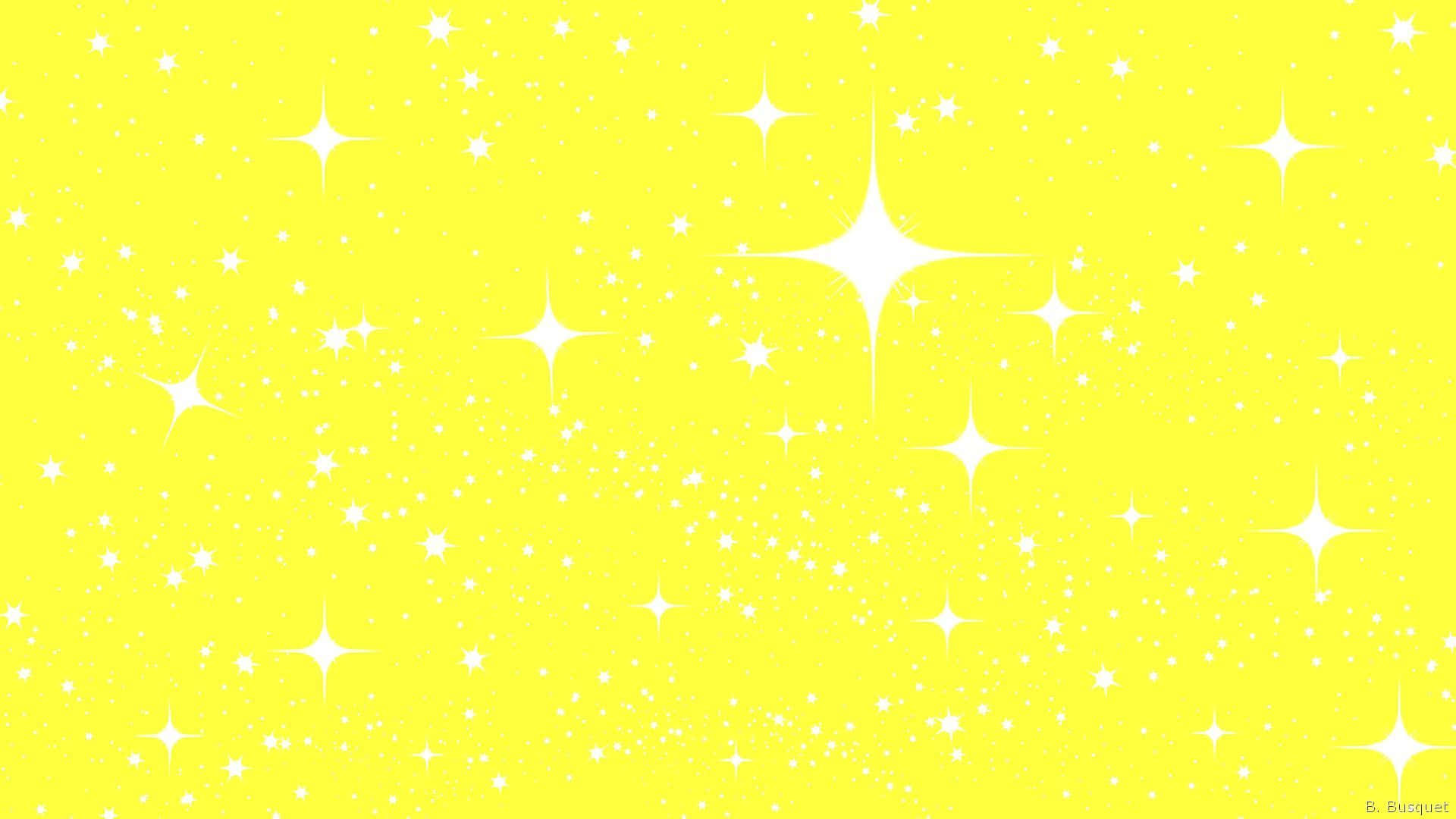 Solid Yellow, yellow background, white stars, Full HD Desktop Wallpaper