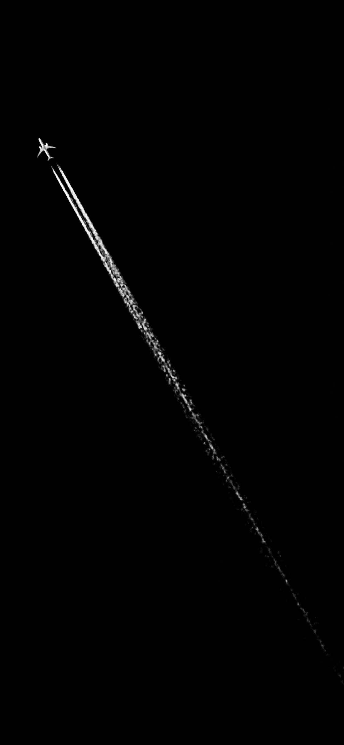solid black, 4K plane, smoke trail, Full HD Phone Wallpaper