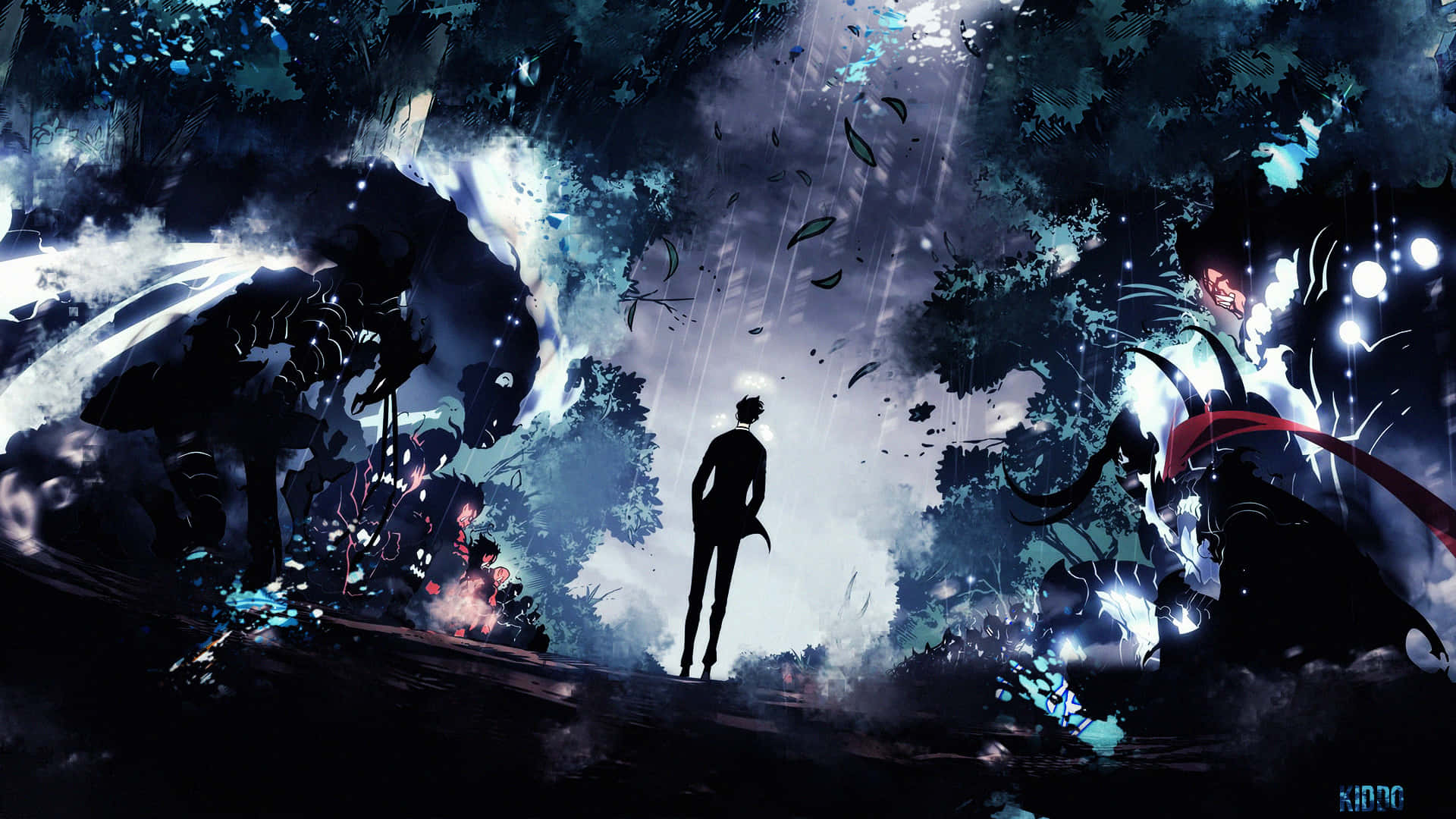 Solo Leveling, anime, stormy forest, Full HD Desktop Wallpaper