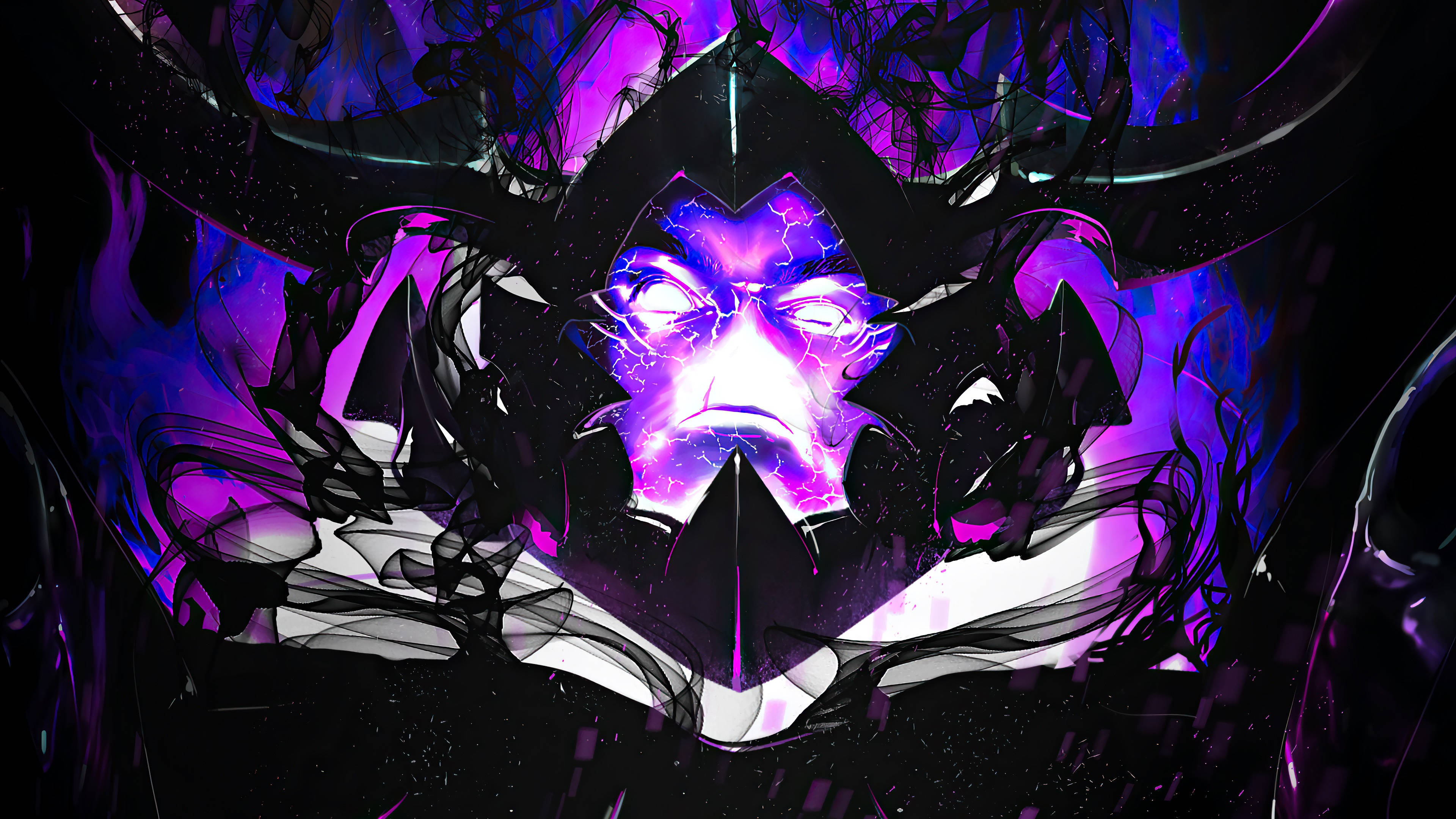 Shadow Soldier, Solo Leveling, glowing purple eyes, 4K Desktop Wallpaper