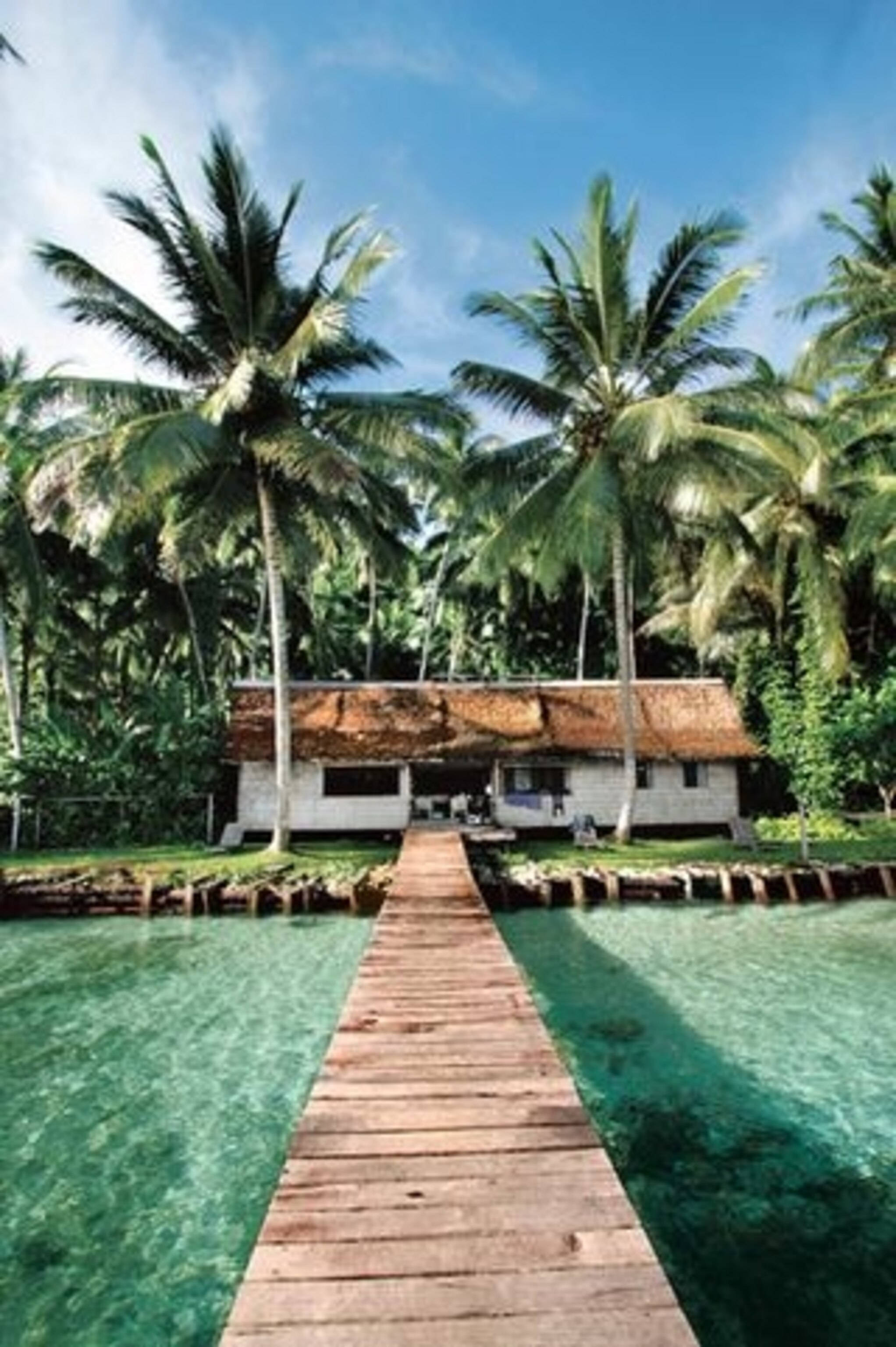 Solomon Islands, pathway to the sea, wooden pier, 2K Phone Wallpaper