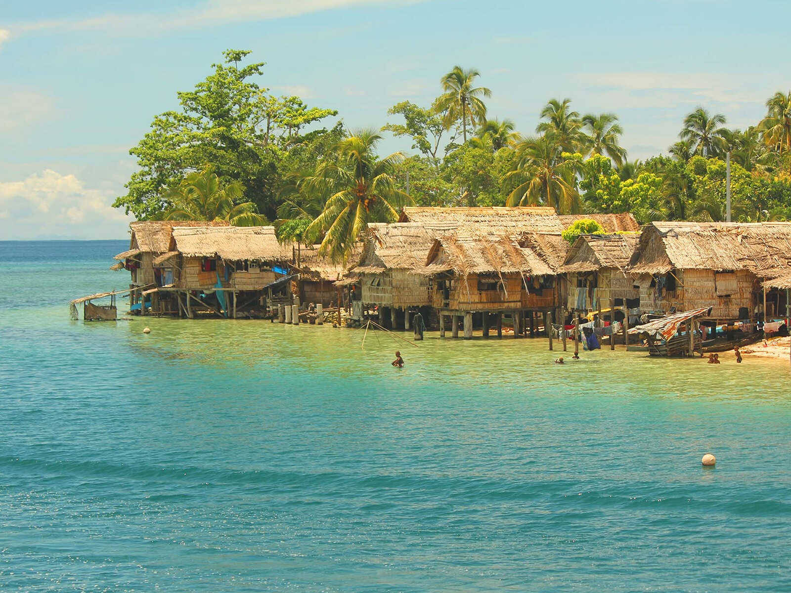 Solomon Islands, huts, thatched roofs, HD Desktop Wallpaper
