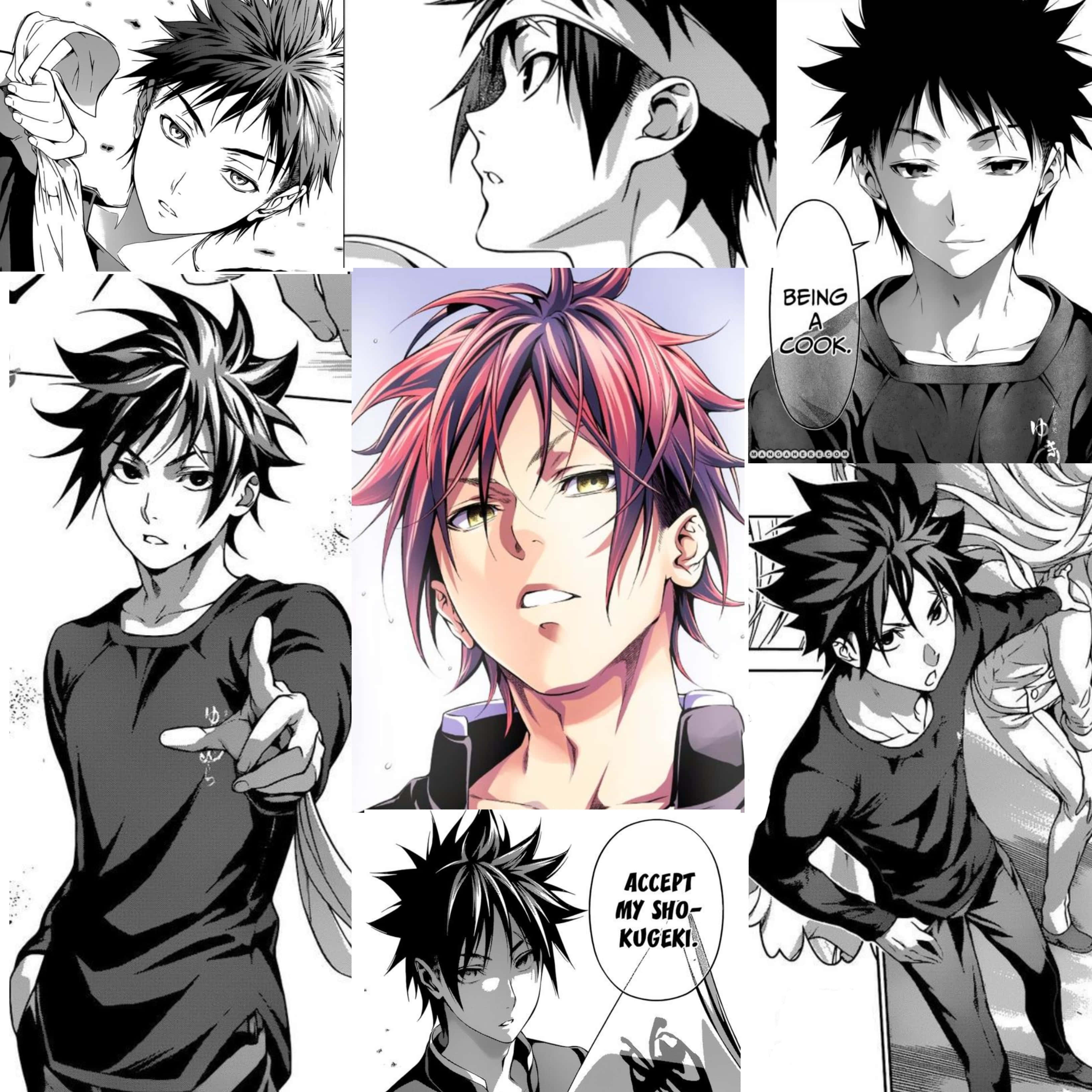 Soma Yukihira, manga panels, spiky-haired anime boy, 2K Desktop Wallpaper