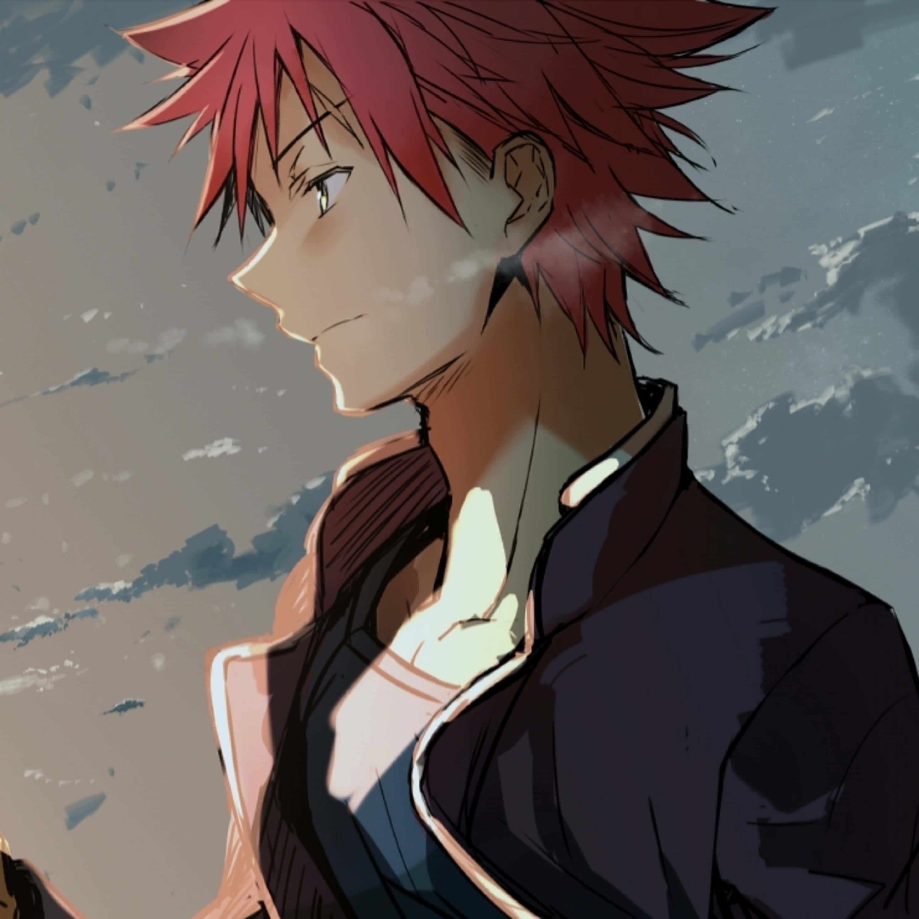 Soma Yukihira, red-haired anime boy, dark jacket, 2K Desktop Wallpaper